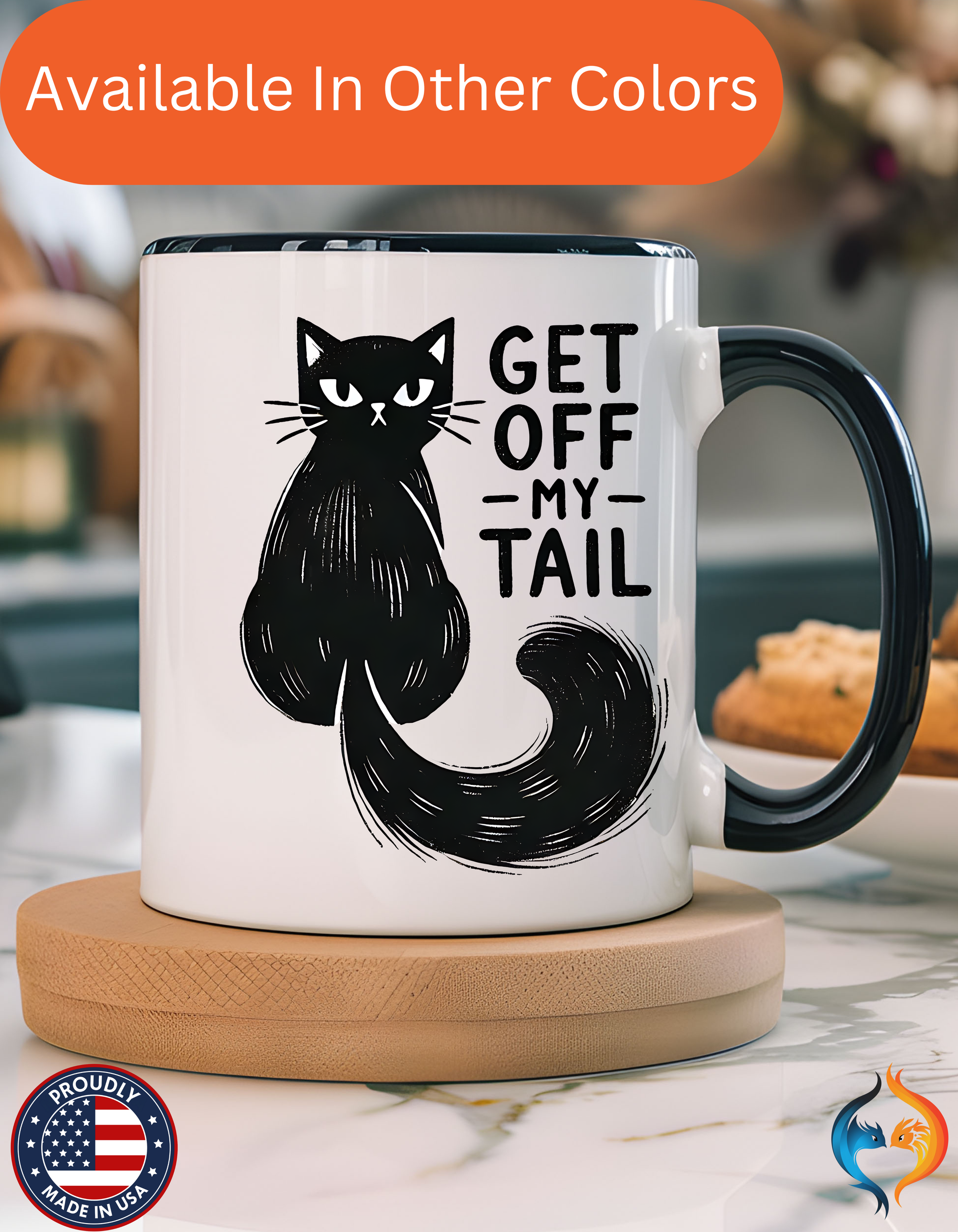 Get Off My Tail Cat , Sarcastic Tea Cup Mug Product Photo | Nutty Designs