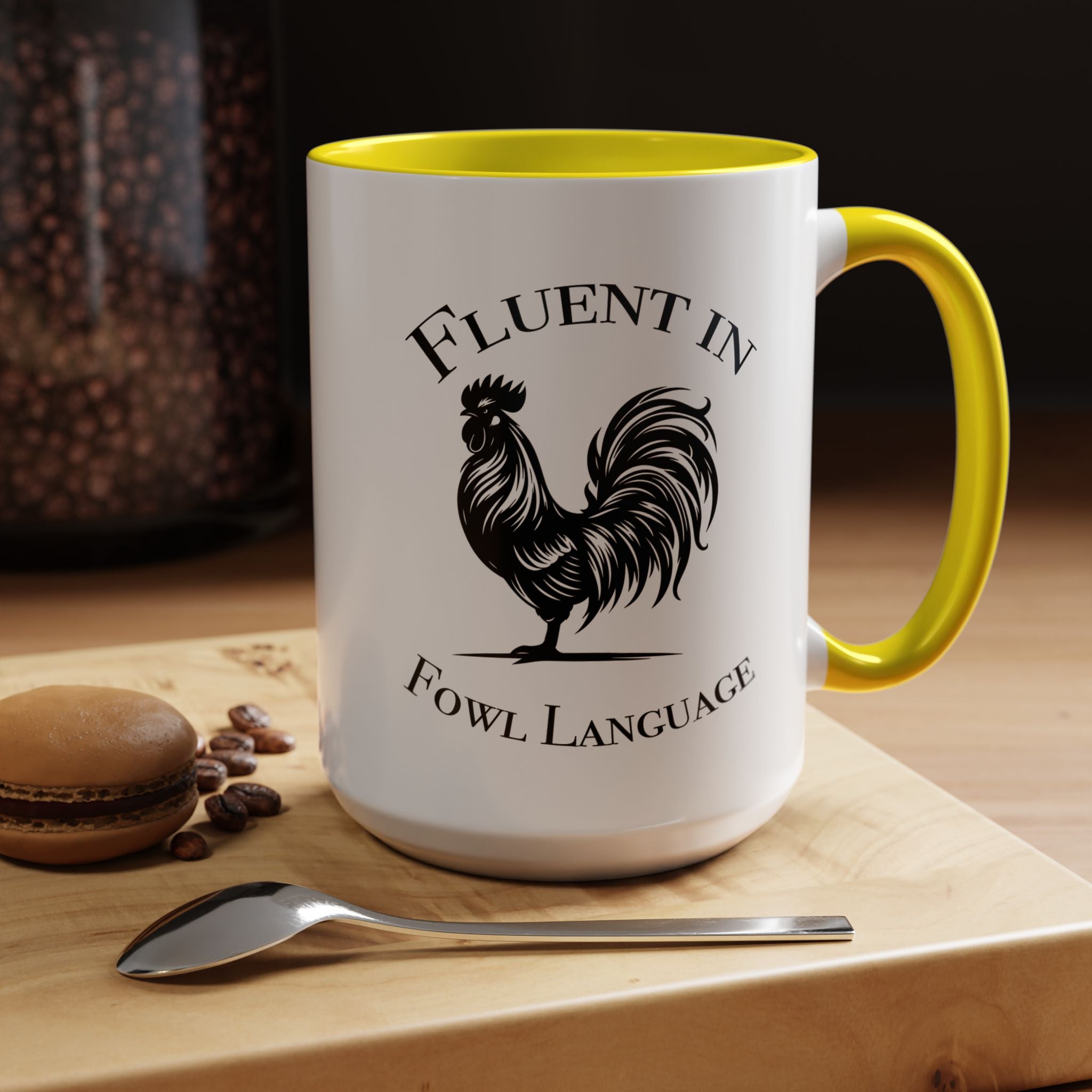 Funny Coffee Mug, Personalized Mug, Fluent In Fowl Language Accent Cup (11, 15oz), Gift Under 20, White Elephant gift