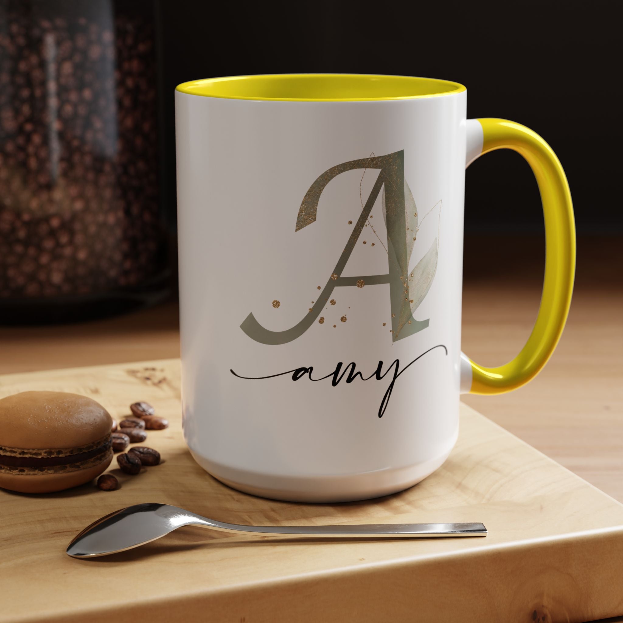 Personalized Floral Initial Coffee Mug for her, Custom Name Mug, Wedding Favor, Unique Home Décor Coffee Cup, Girlfriend Gift, Monogram Mug