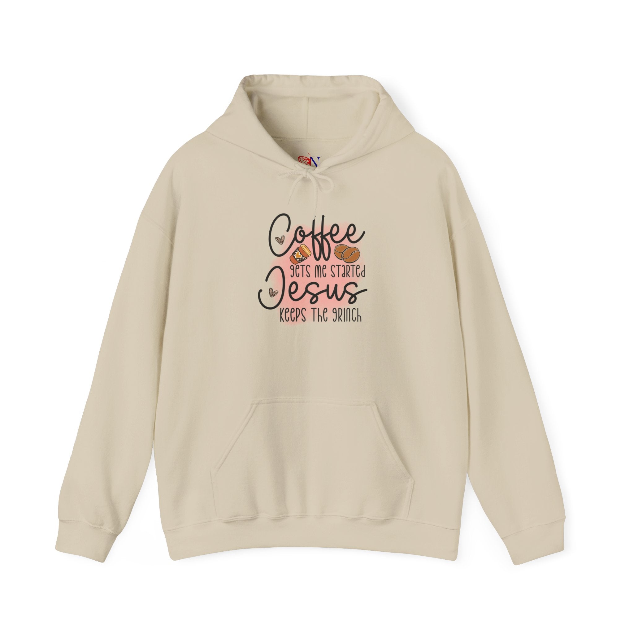 Coffee Jesus Hoodie — "Coffee Gets Me Started, Jesus Keeps The Switch" Christian Graphic Sweatshirt