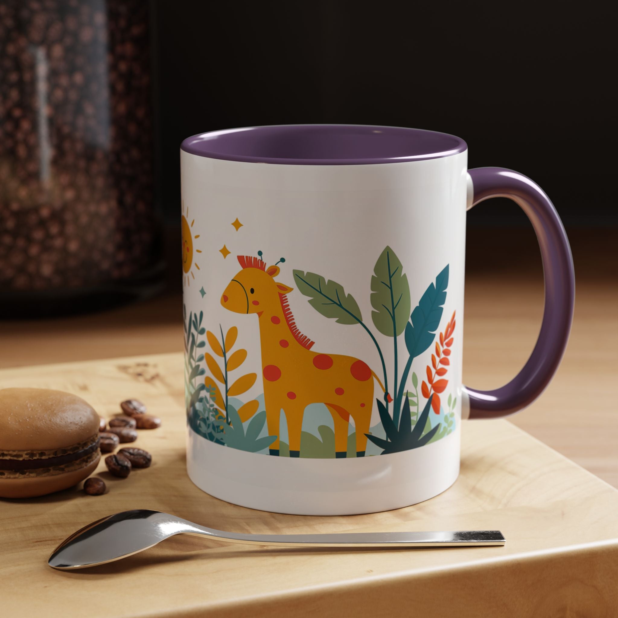 Kids Accent Coffee Mug Sizes 11oz and 15oz, Theme My Jungle Friends