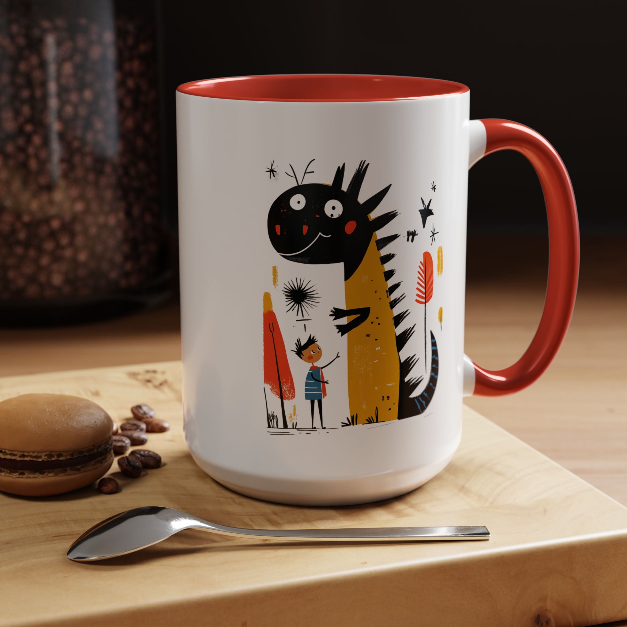 Funny Coffee Mug, Personalized Mug, My Dragon and I Accent Cup (11, 15oz), Gift Under 20, White Elephant gift