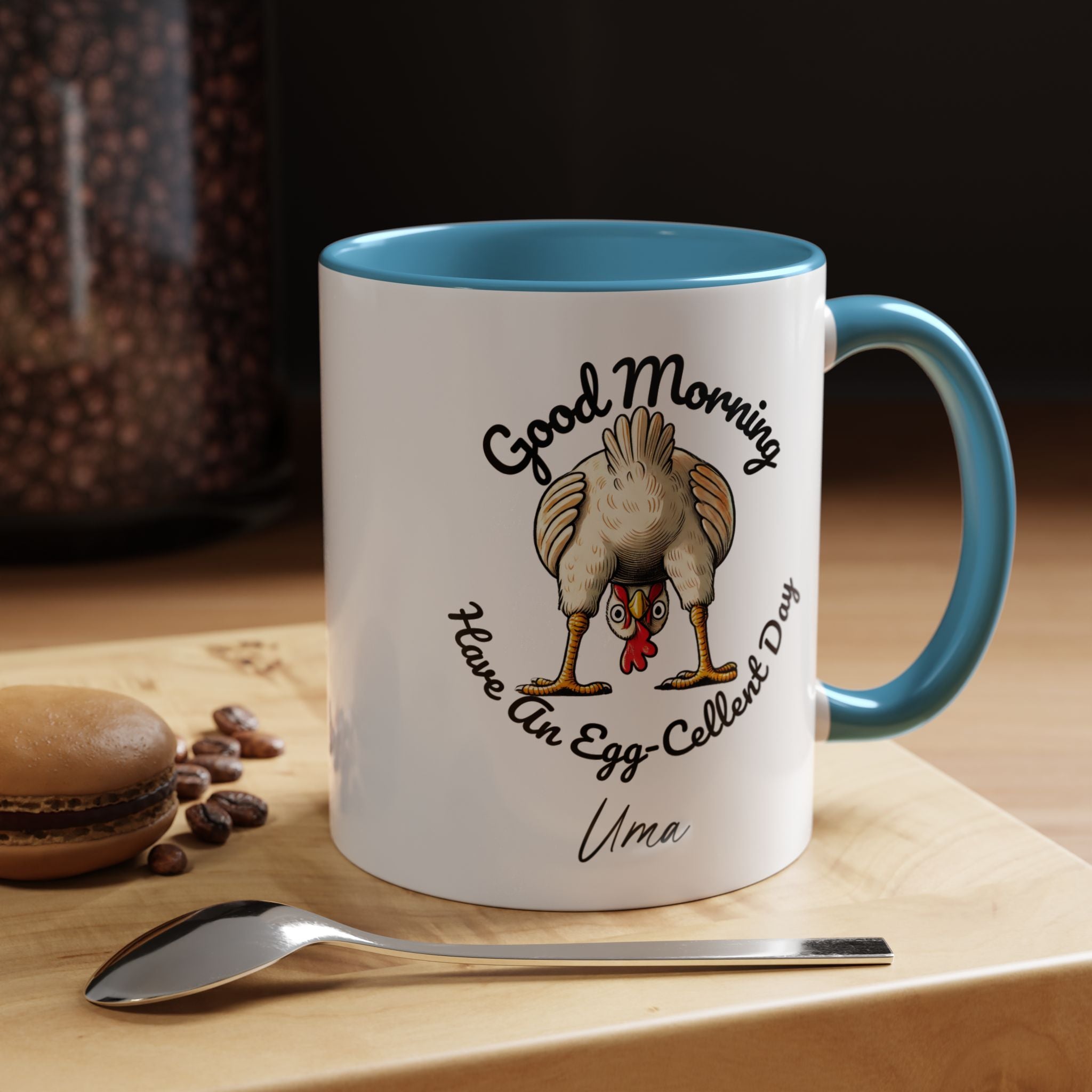 Funny Coffee Mug, Personalized Mug, Good Morning Chicken Butt, Have An Egg-Cellent Day, Gift Under 20, White Elephant gift