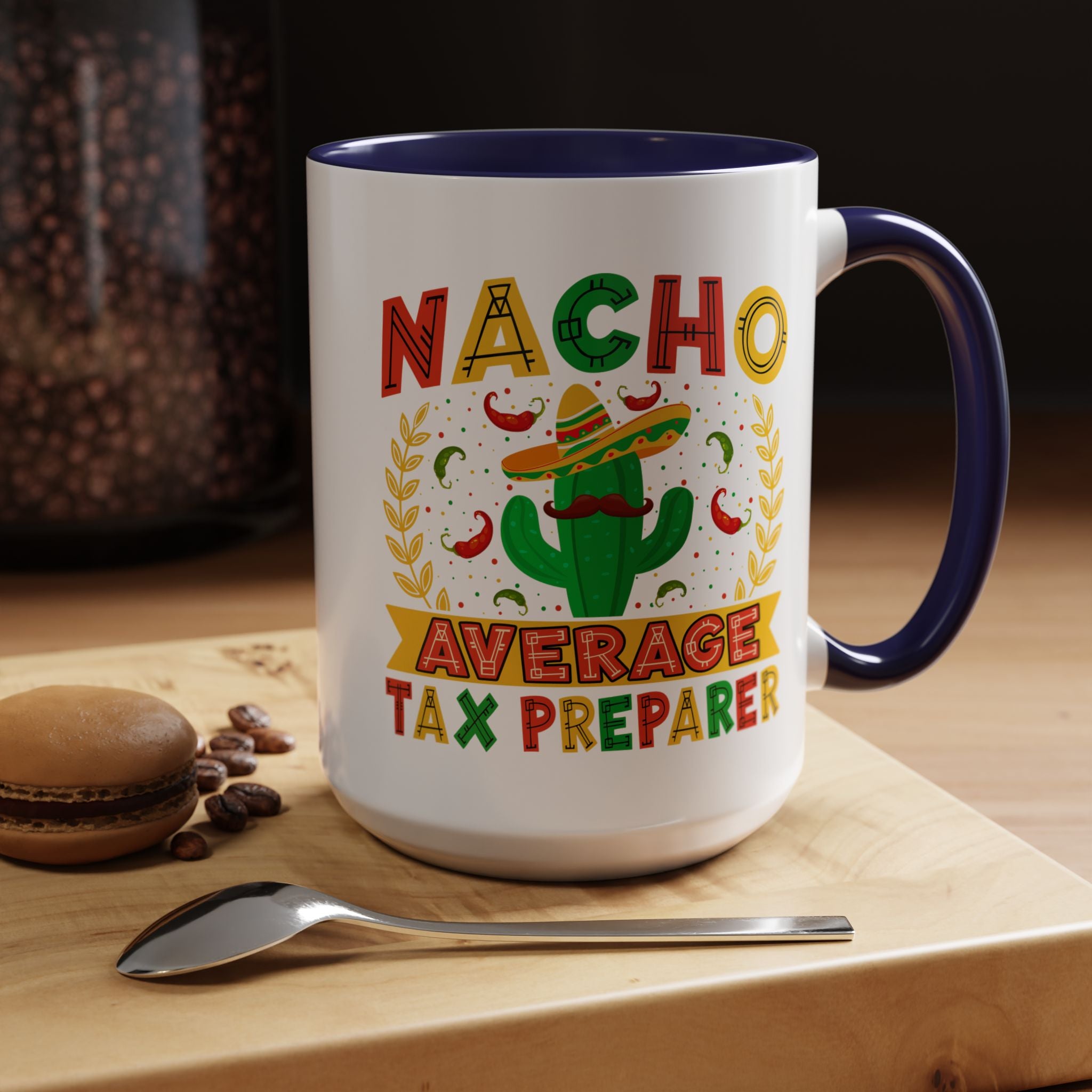 Funny Coffee Mug, Personalized Mug, Nacho Average Tax Preparer, Biking Lover Accent Cup (11, 15oz), Gift Under 20, White Elephant gift