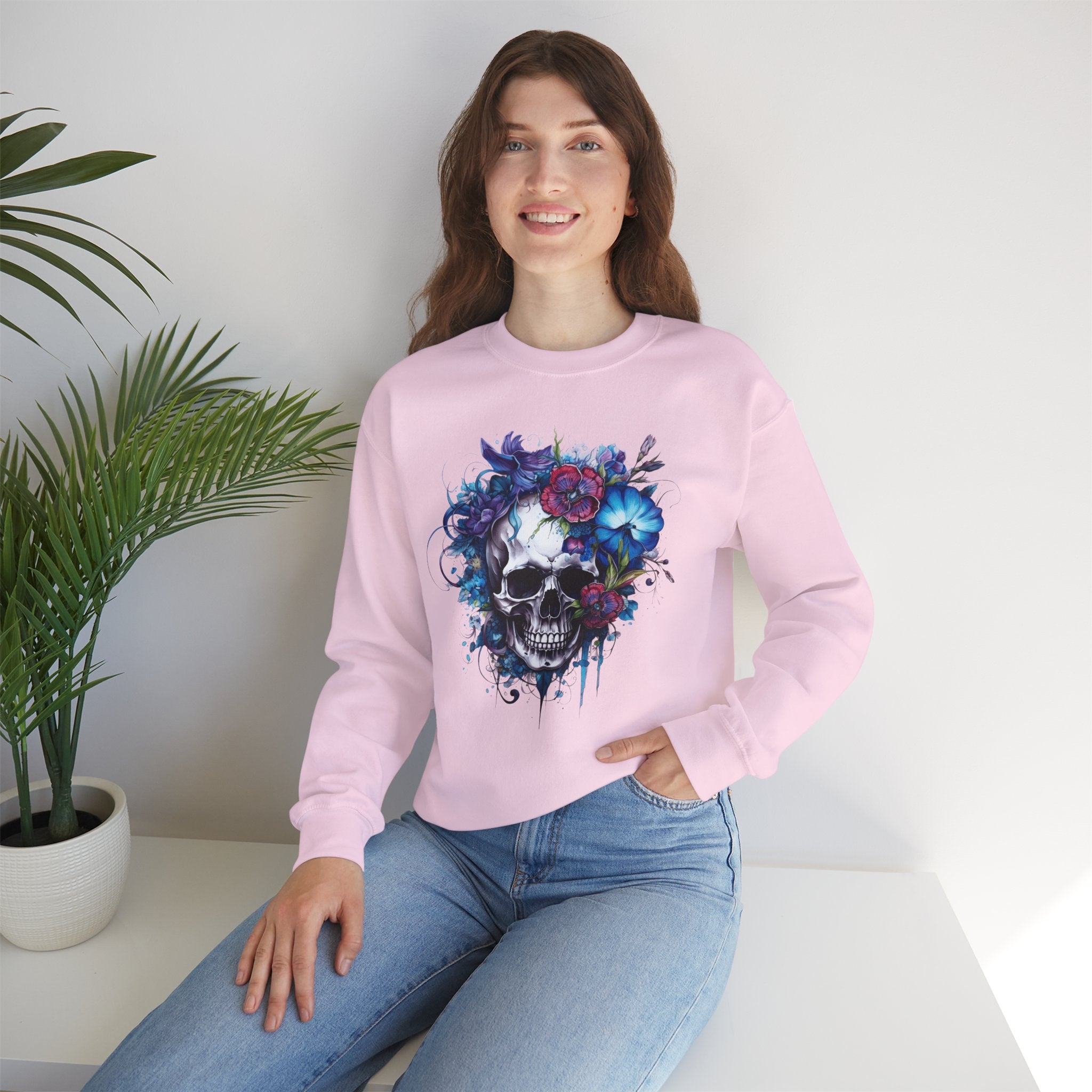 Skull Bloom, Halloween Themed Sweatshirt