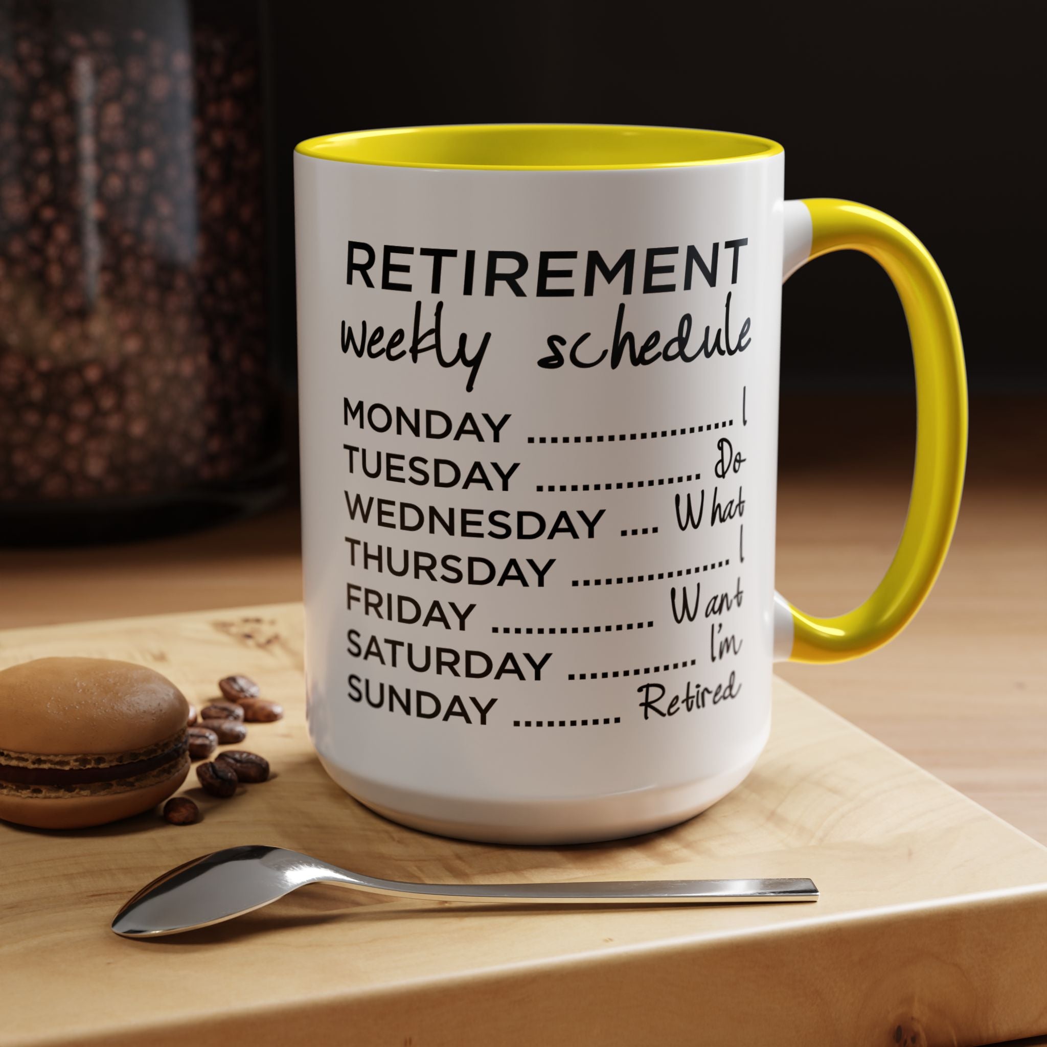 Funny Coffee Mug, Personalized Mug, Nurse Retirement Schedule Do Whatever Fuck I want to do Accent Cup (11, 15oz), Gift Under 20