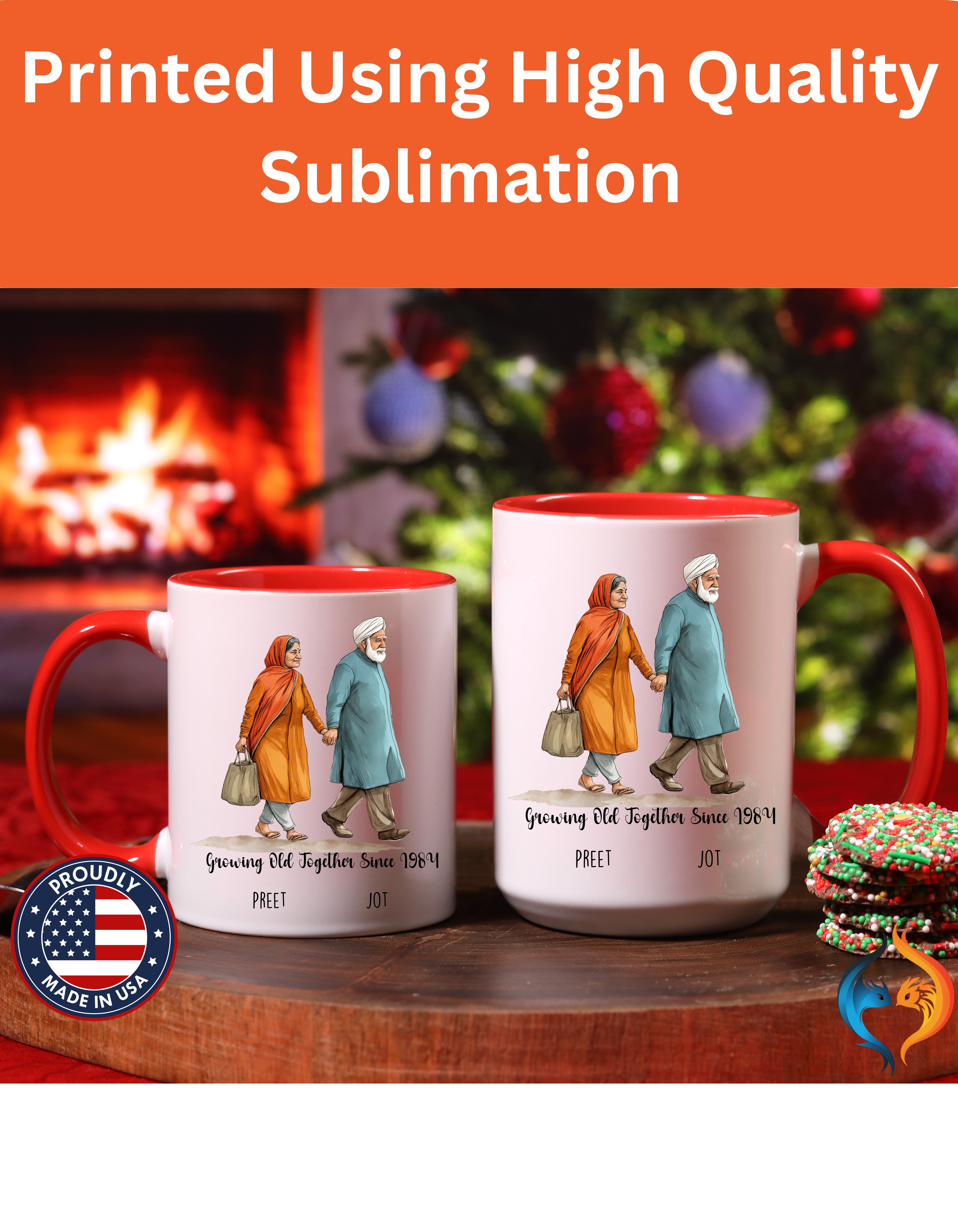Personalized Punjabi Couple Mug - Growing Old Together Since