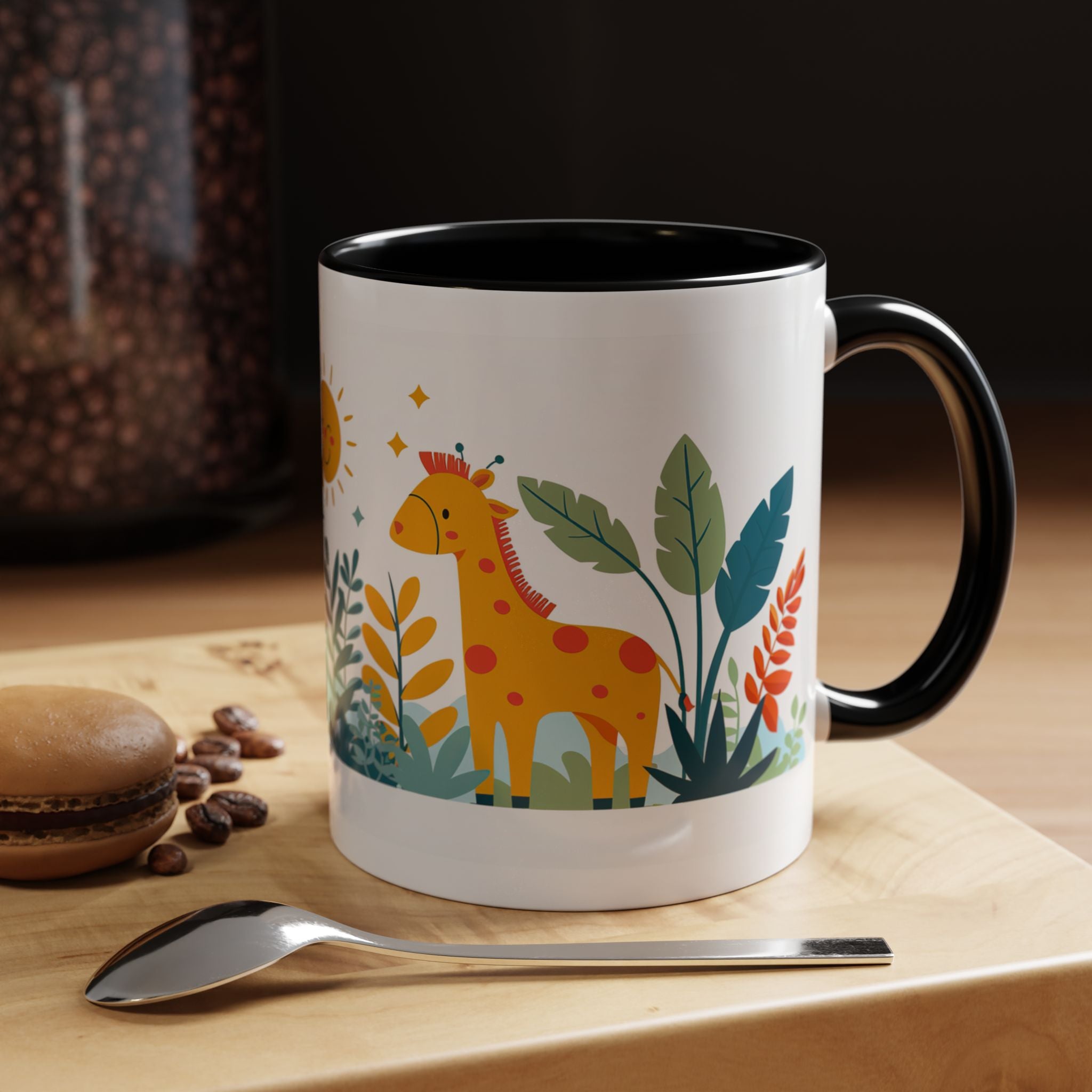 Kids Accent Coffee Mug Sizes 11oz and 15oz, Theme My Jungle Friends