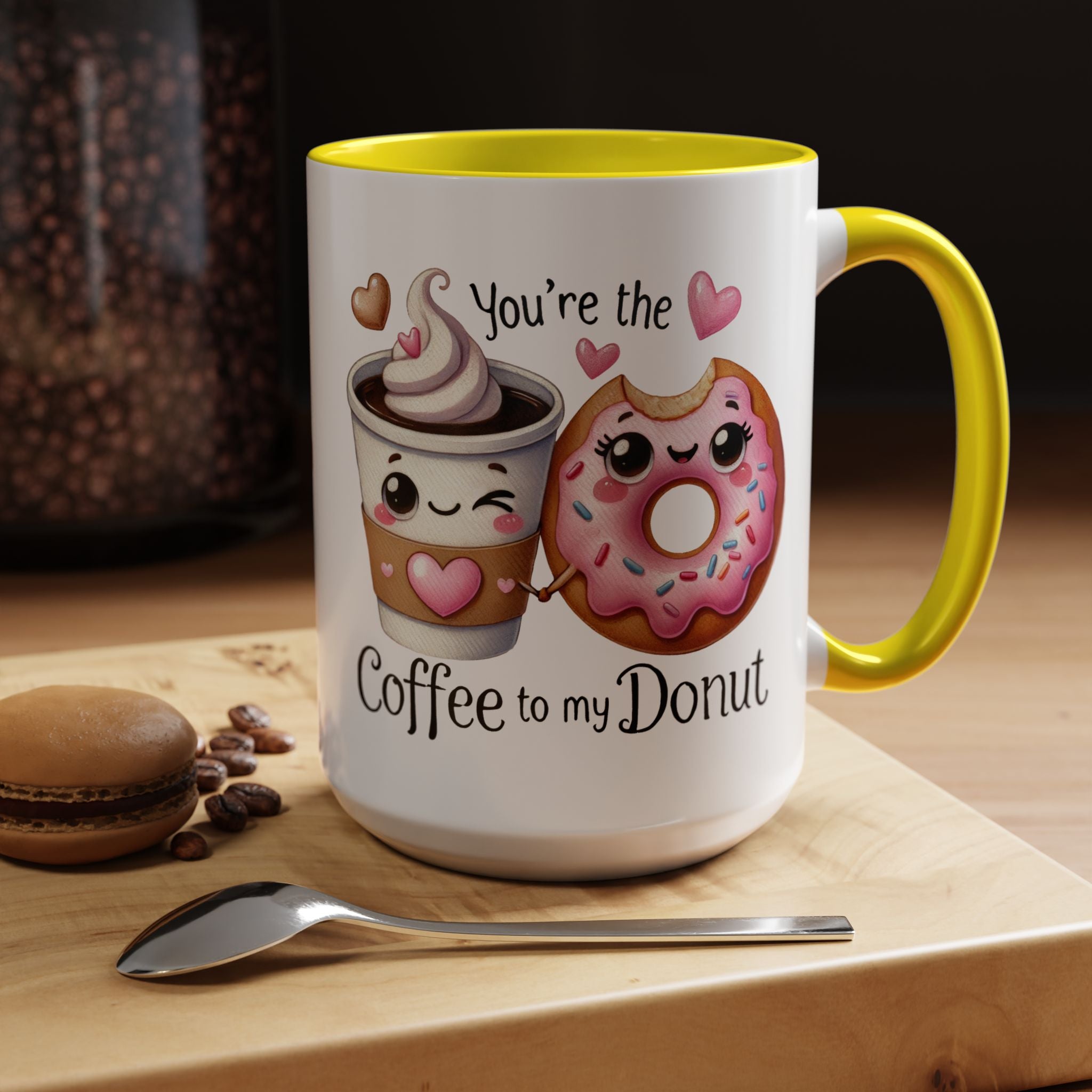 You Are The Coffee To My Donut Personalized Romantic Mug Accent Cup 11/15oz, Anniversary Wedding Valentines Custom Gift Him her Spouse BF GF
