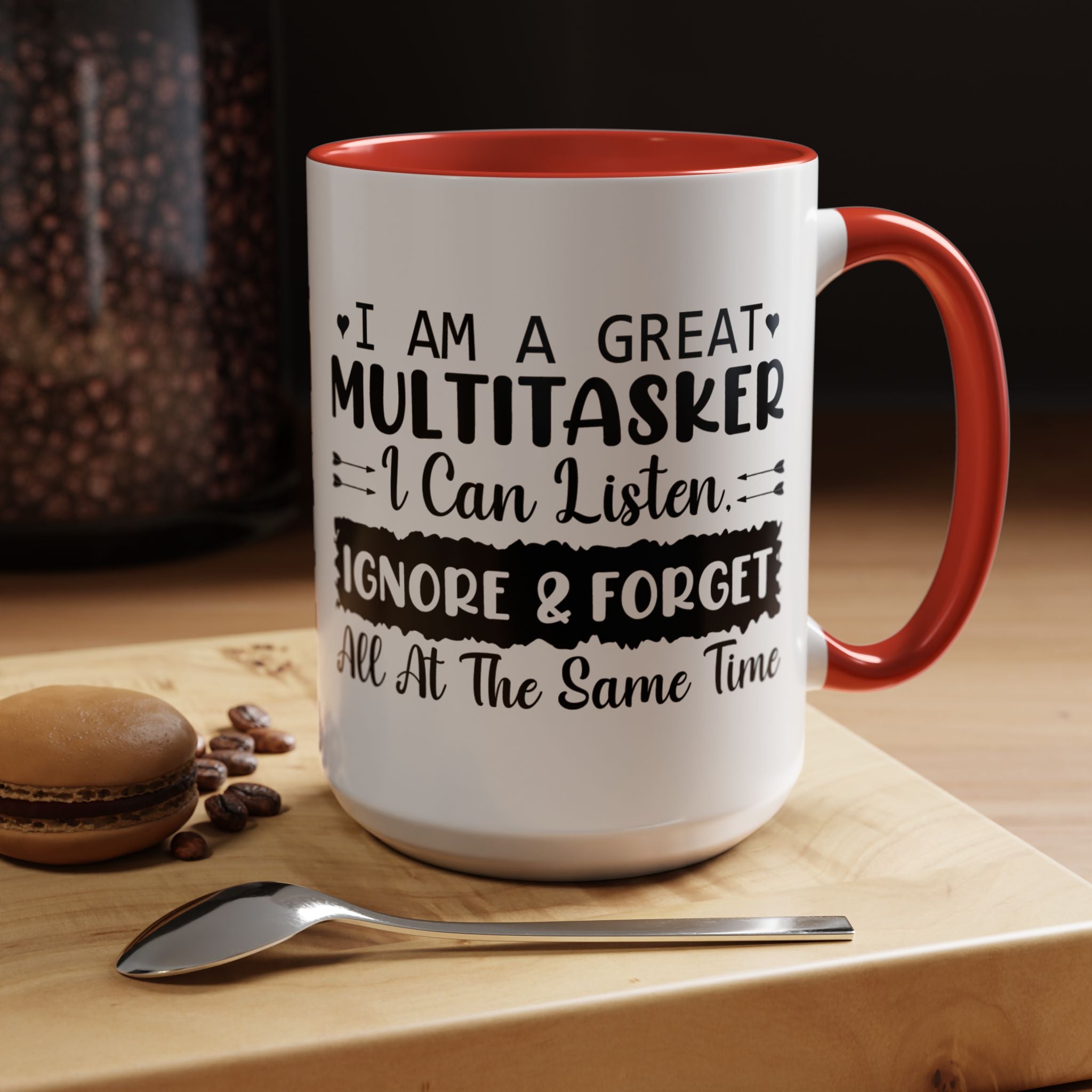Funny Coffee Mug, Personalized Mug, I am A Great Multitasker , Accent Cup (11, 15oz), Gift Under 20, White Elephant gift