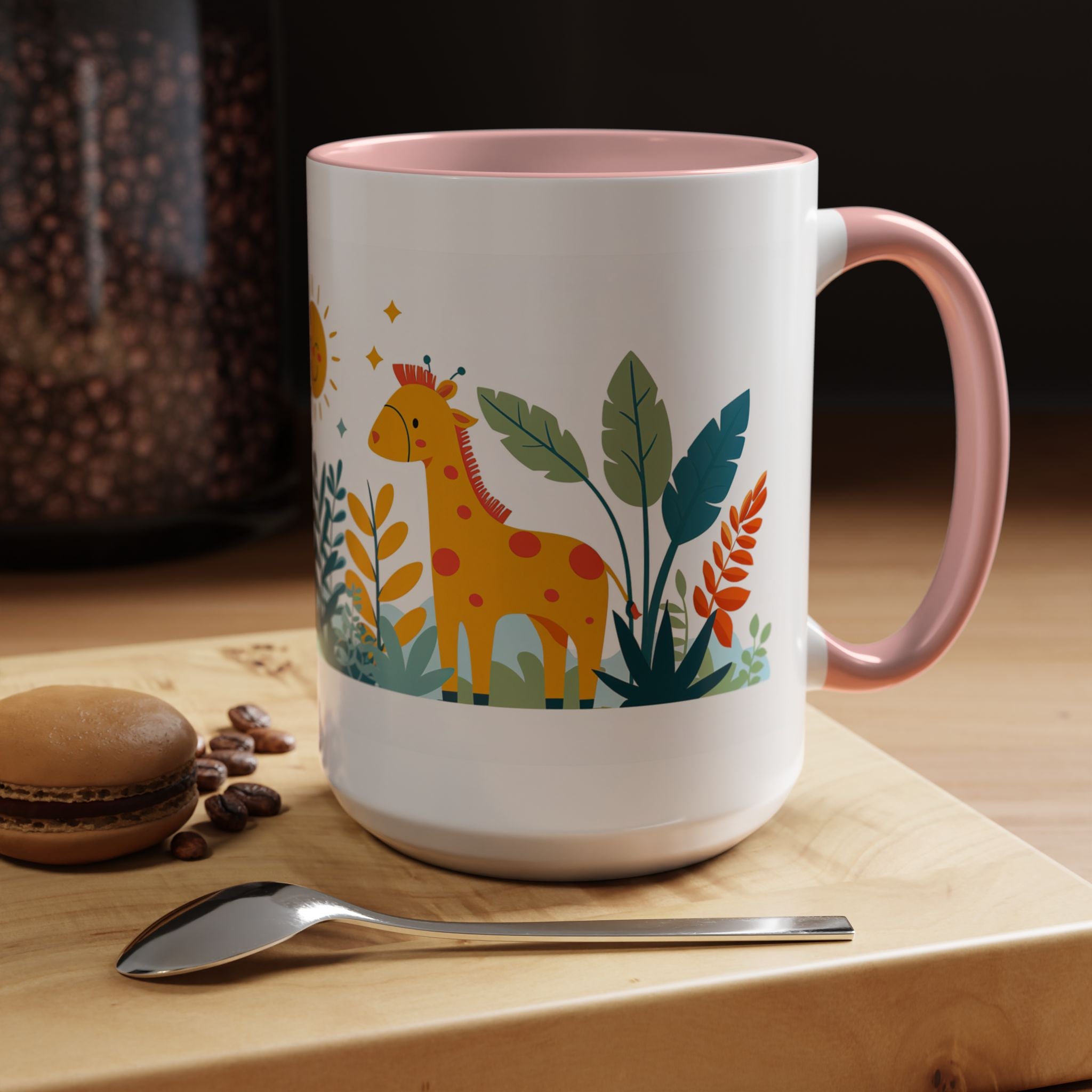 Kids Accent Coffee Mug Sizes 11oz and 15oz, Theme My Jungle Friends