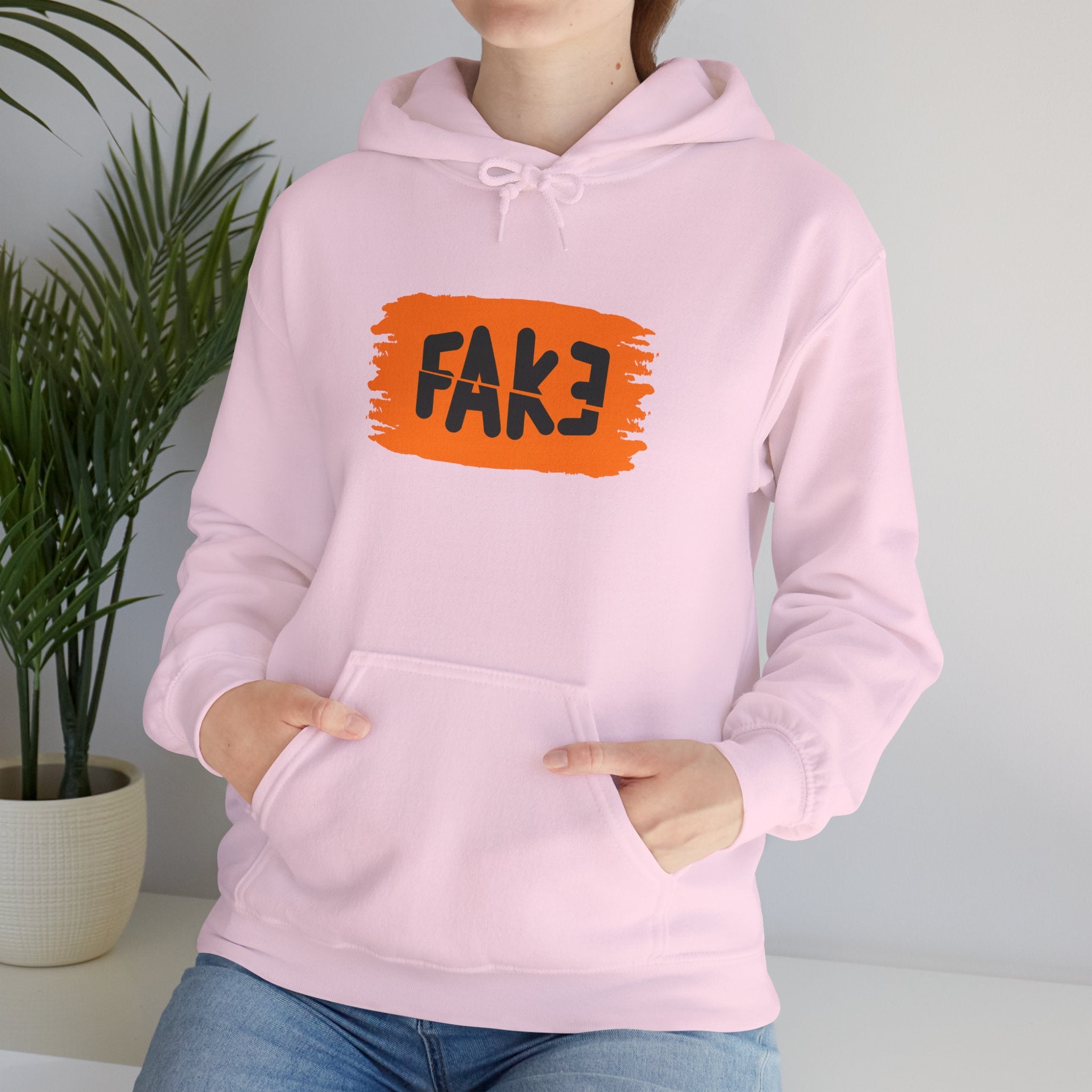 FAKE Orange Brushstroke Hoodie — Graphic Statement Pullover