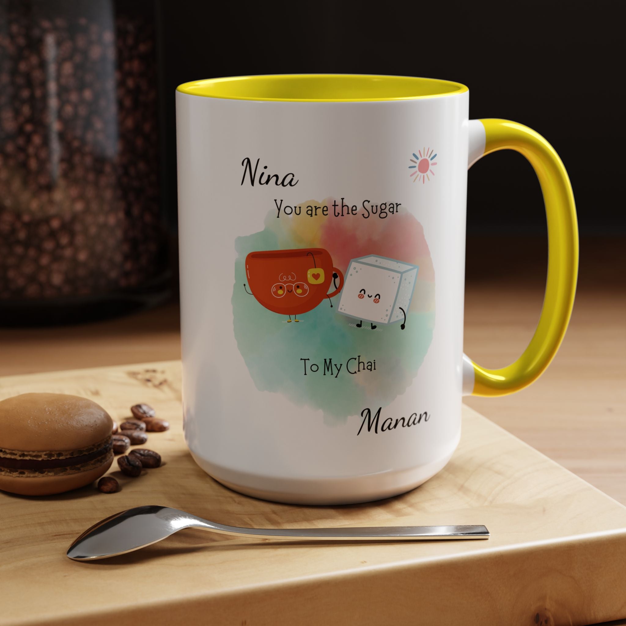 You Are The Sugar To My Chai Personalized Romantic Mug Accent Cup 11/15oz, Anniversary Wedding Valentines Custom Gift Him her Spouse BF GF
