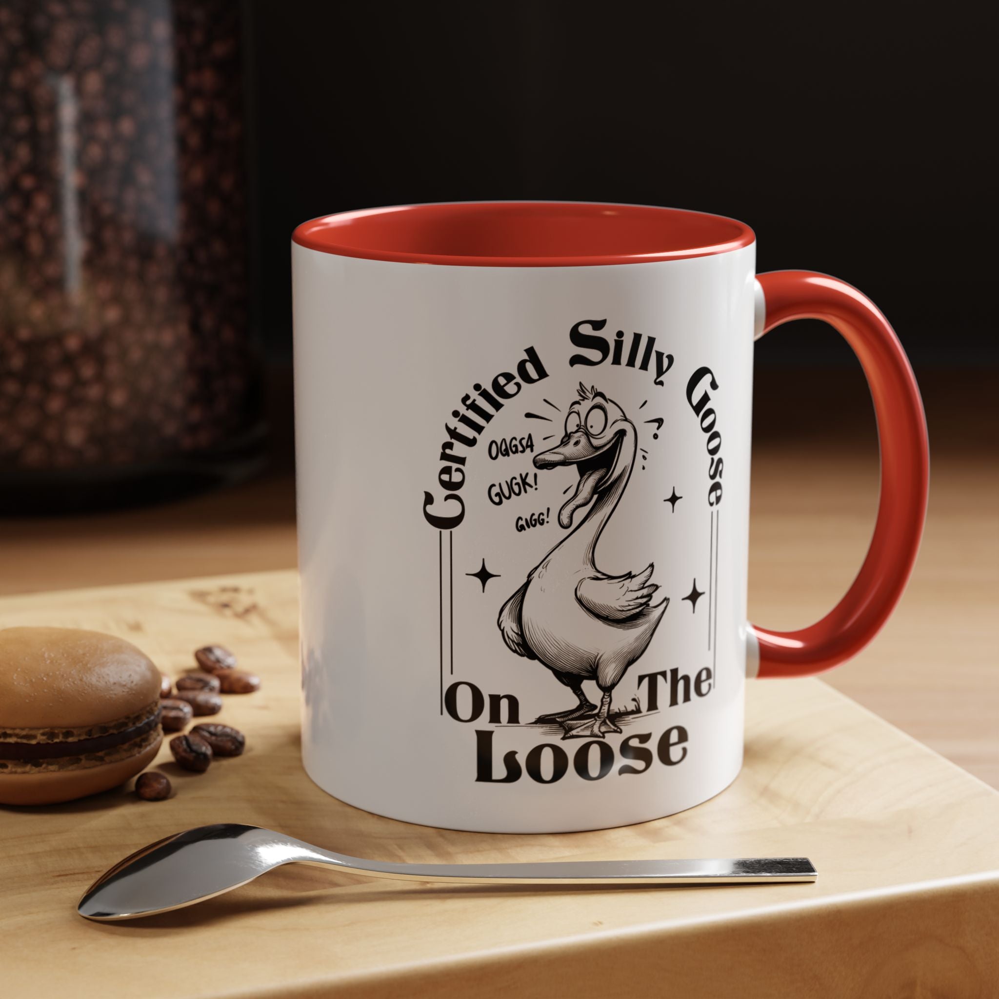 Funny Coffee Mug, Personalized Mug, Certified Silly Goose On The Loose,  Accent Cup (11, 15oz), Gift Under 20, White Elephant