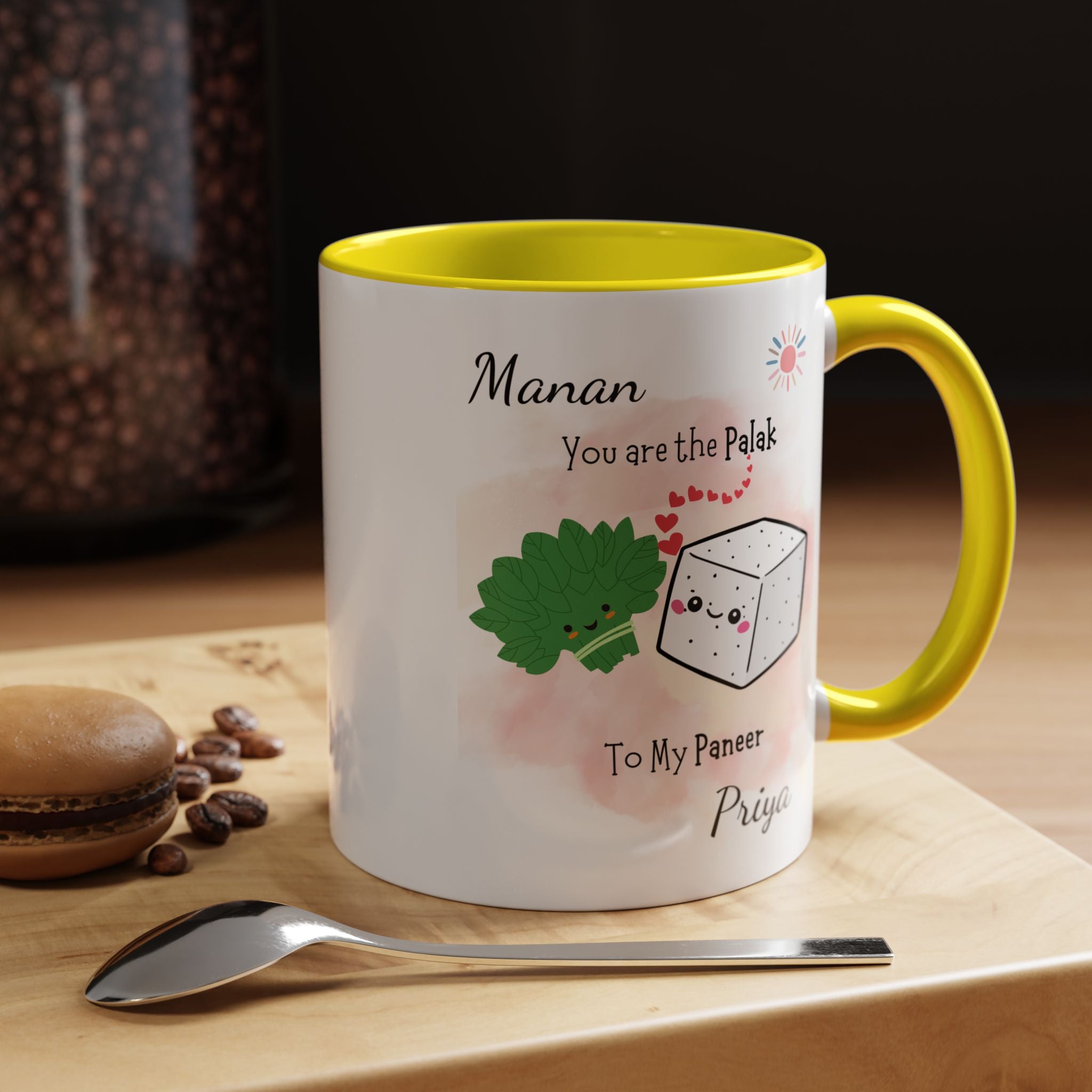 You Are The Palak To My Paneer Desi Roots Romantic Mug, Personalized Mug  Couple Accent Cup, Anniversary, Valentines,  Desi Gift for Him her