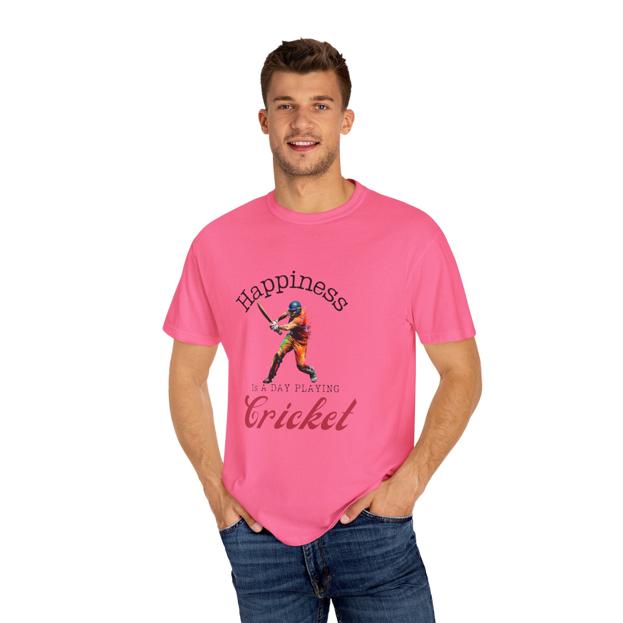 Happiness Is A Day Playing Cricket, unique desi style cricket lover gift tshirt, IPL/T20 world cup tees Unisex T-shirt