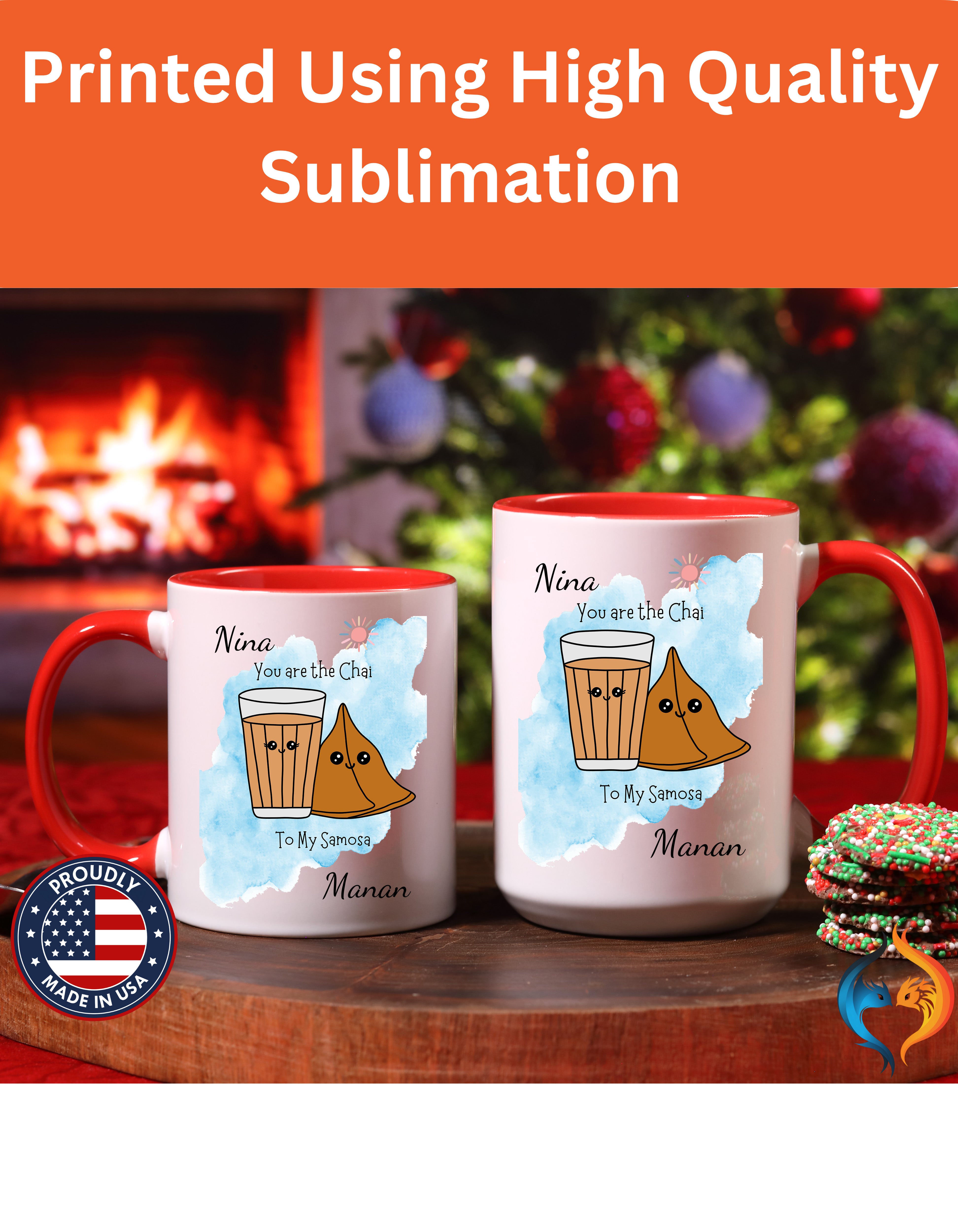 Personalized You Are The Chai To My Samosa Accent Mug - Red accent mug
