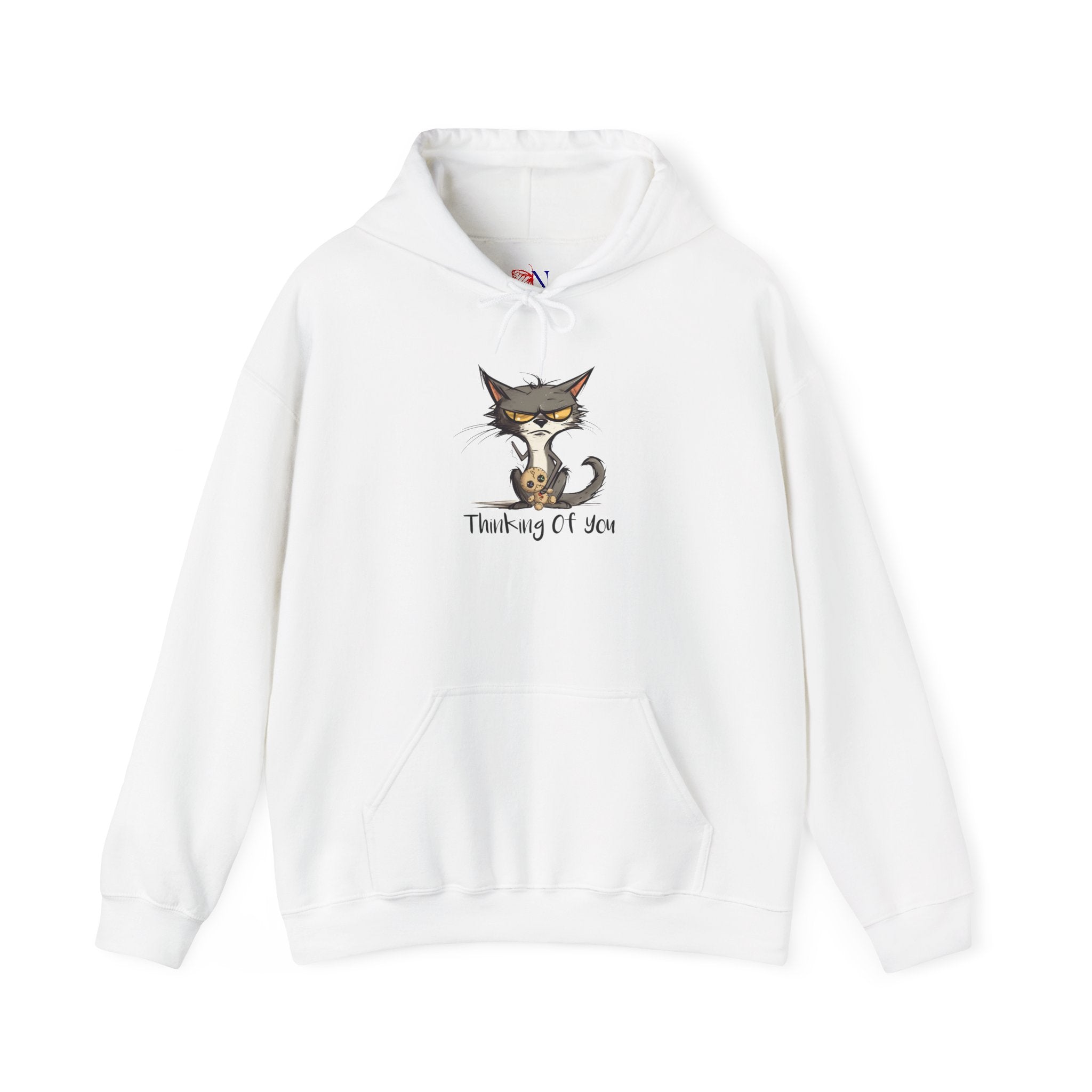 Grumpy Cat Illustration Hoodie – “Thinking Of You” Cute Cat Sweatshirt