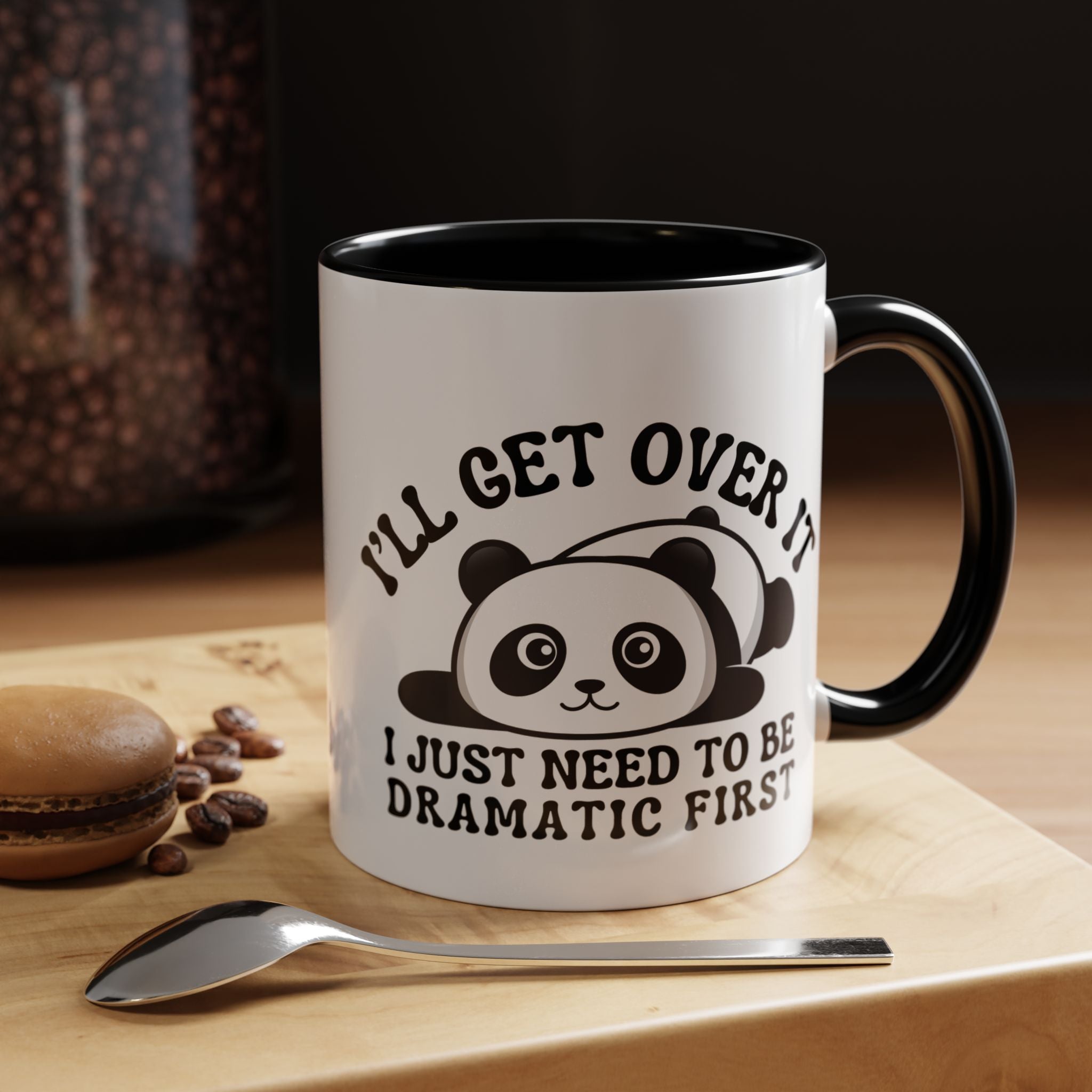 Funny Coffee Mug, Personalized Mug, Cute Panda I'll Get Over ItAccent Cup (11, 15oz), Gift Under 20, White Elephant gift, Drama Queen Cup