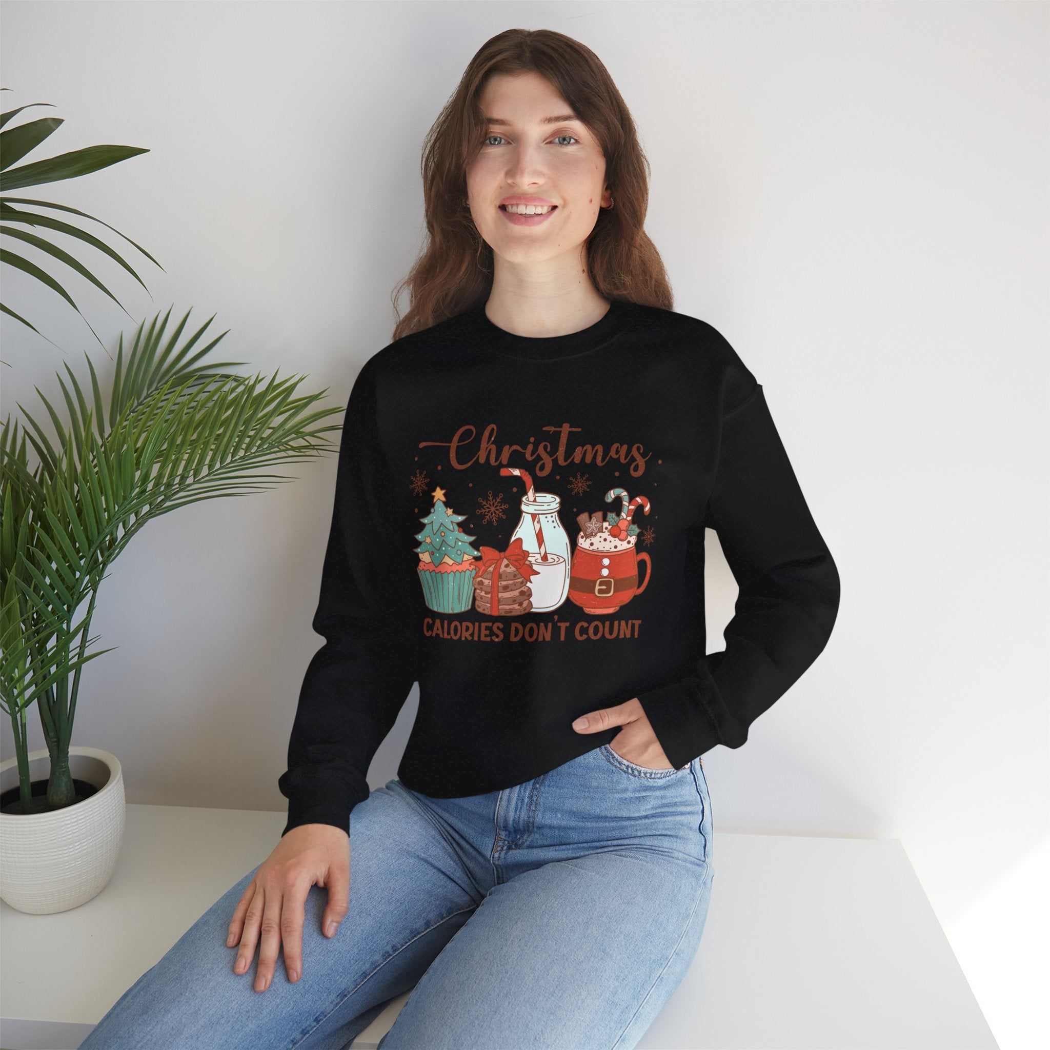 Christmas Calories Dont Count Sweatshirt, Holiday Funny Jumper, Xmas Crewneck Top, Festive Winter Apparel, Gift for Food Lovers, Novelty