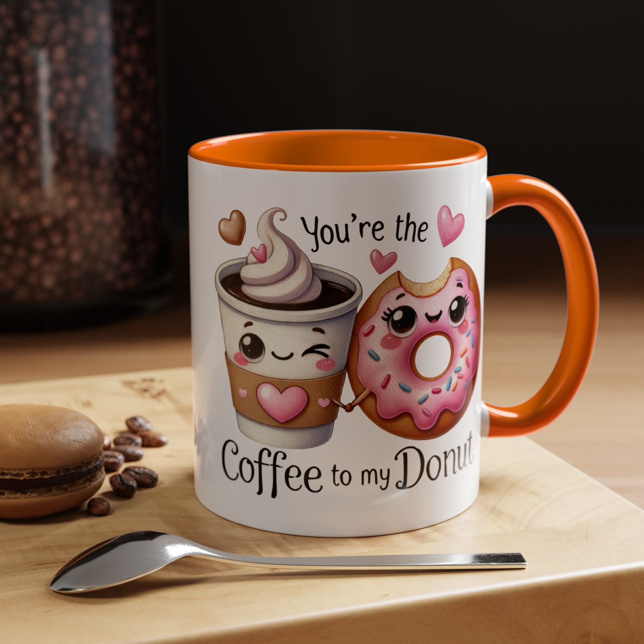 You Are The Coffee To My Donut Personalized Romantic Mug Accent Cup 11/15oz, Anniversary Wedding Valentines Custom Gift Him her Spouse BF GF