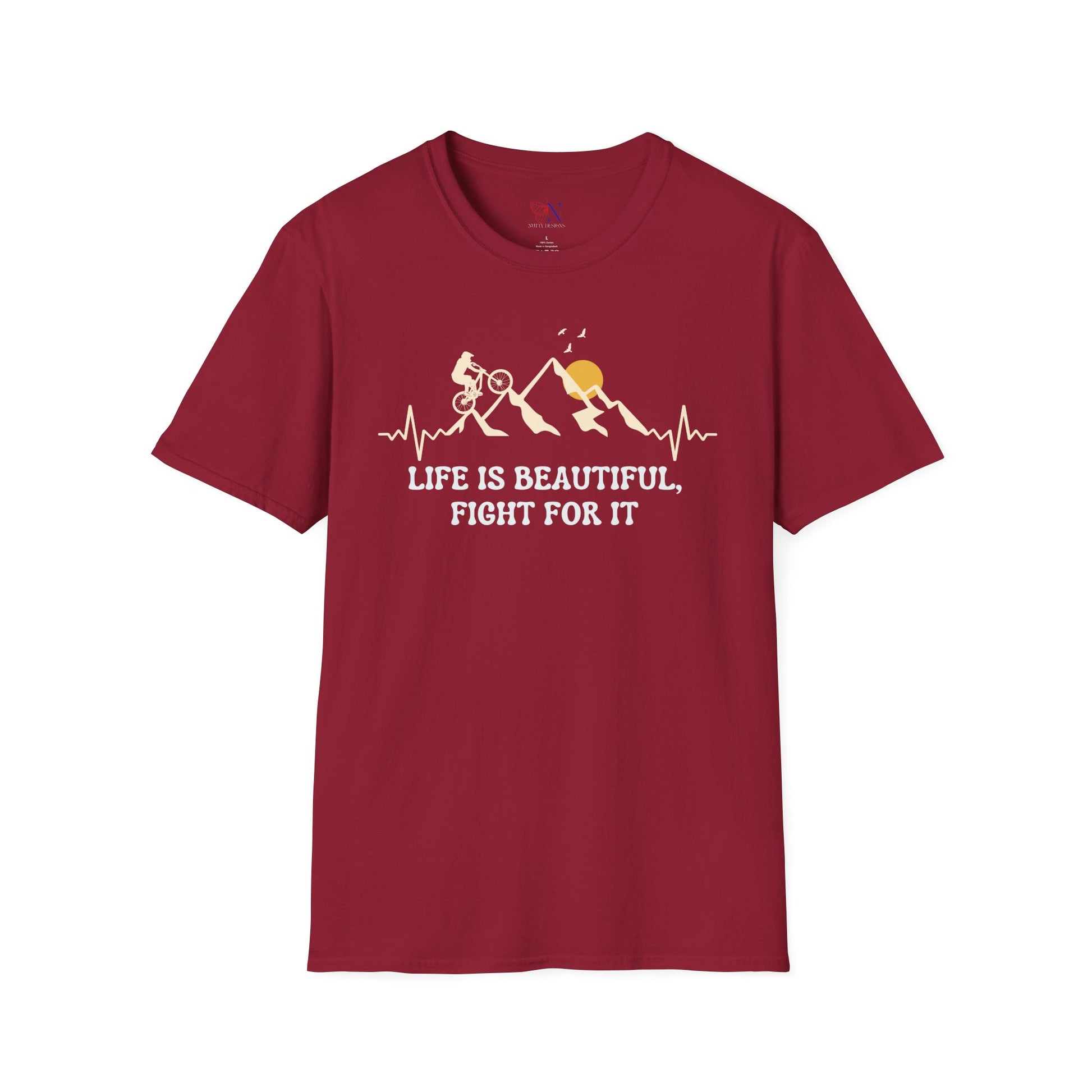 Life is Beautiful, Fight For It, motivational T-Shirt Lifestyle Mockup | Nutty Designs