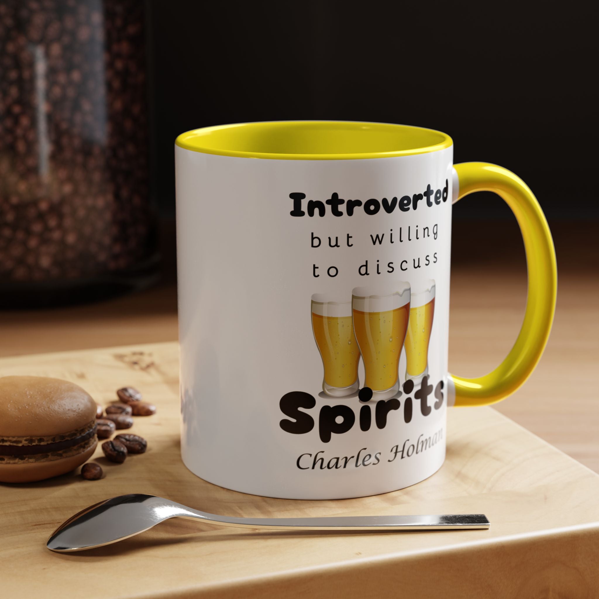 Funny Coffee Mug, Introverted But Willing To Discuss Spirits Personalized Accent Coffee Mug (11 and 15oz)