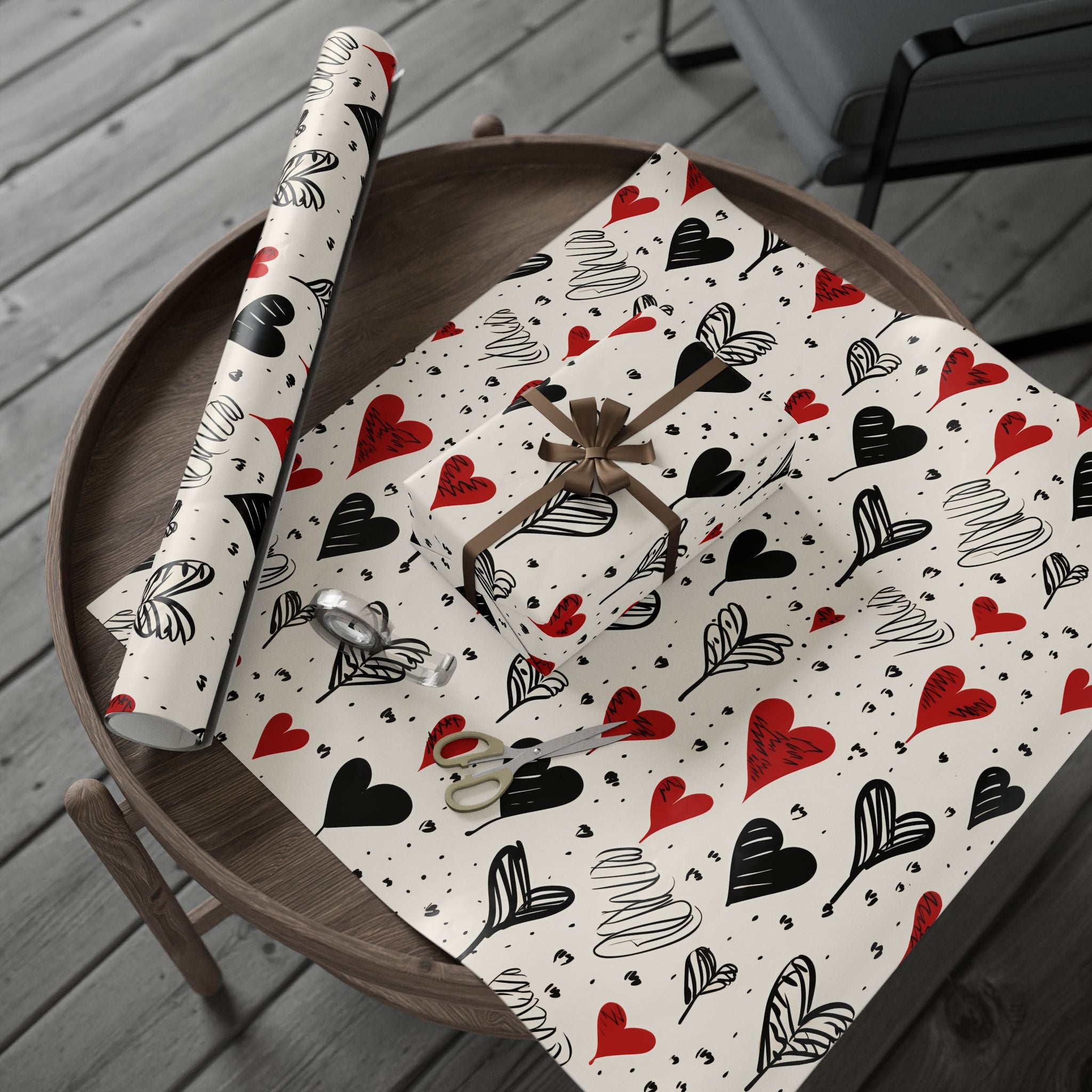 Hand-Drawn Hearts Wrapping Paper | Wrapping Papers Love Theme Gift Wrap