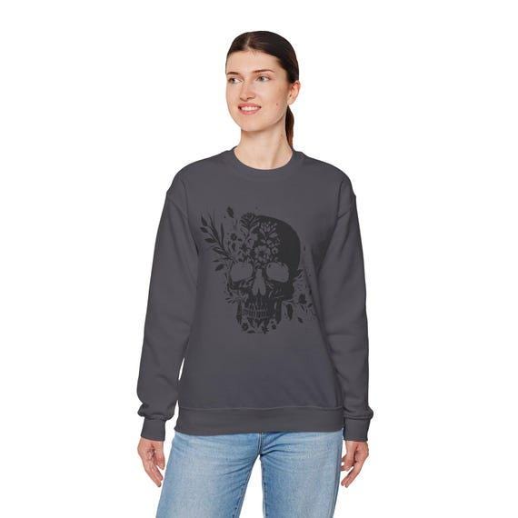 Skull Growing Flowers Sweatshirt | Unique Floral Design | Cozy Graphic Hoodie for Nature Lovers & Trendsetters