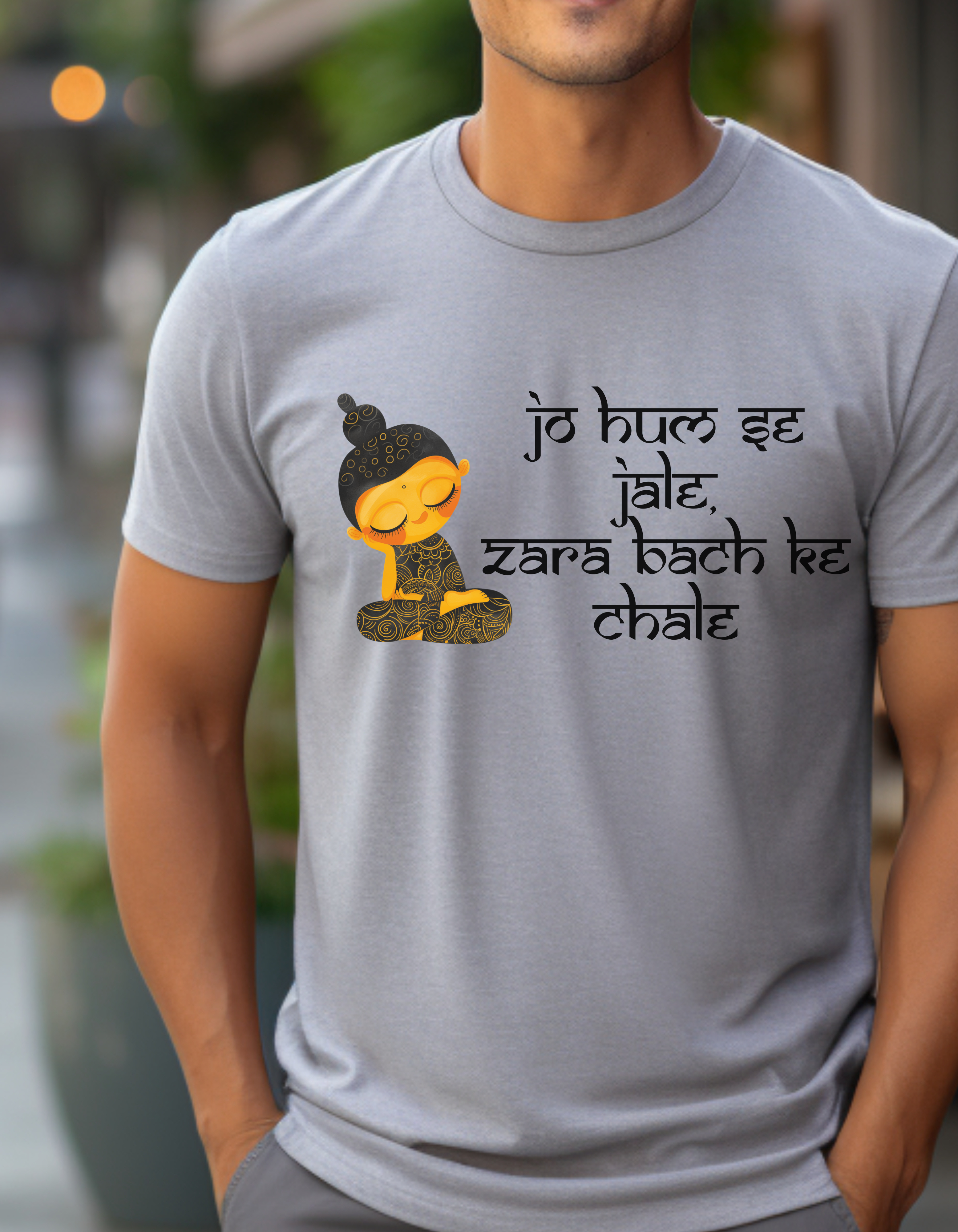 Jo Hum Se Jale Zara Bach Ke Chale T-Shirt Lifestyle Mockup | Nutty Designs