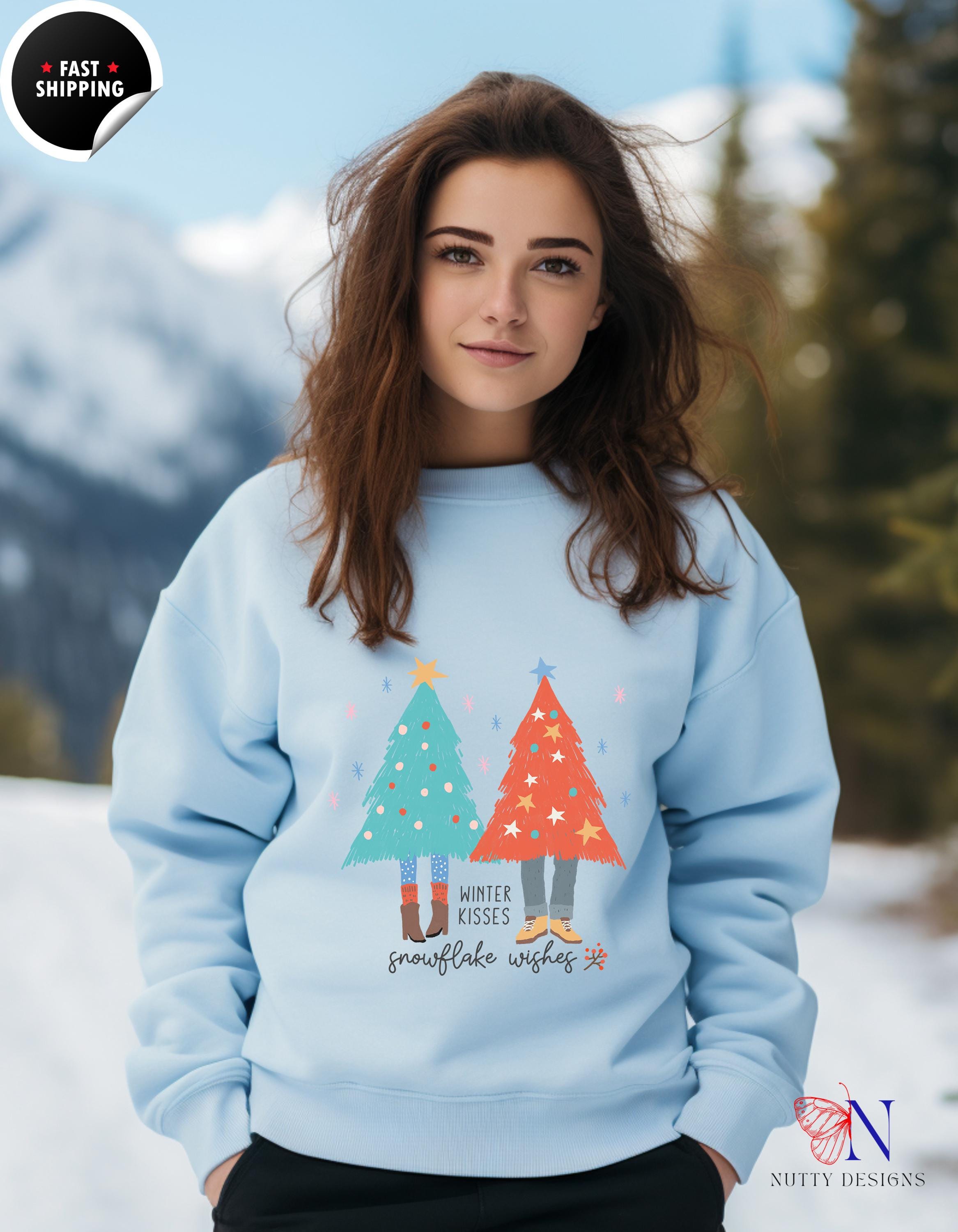 Winter Kisses Sweatshirt | Cozy Snowflake Wishes Design for Cold Days | Cute Winter Apparel | Holiday Gift Idea