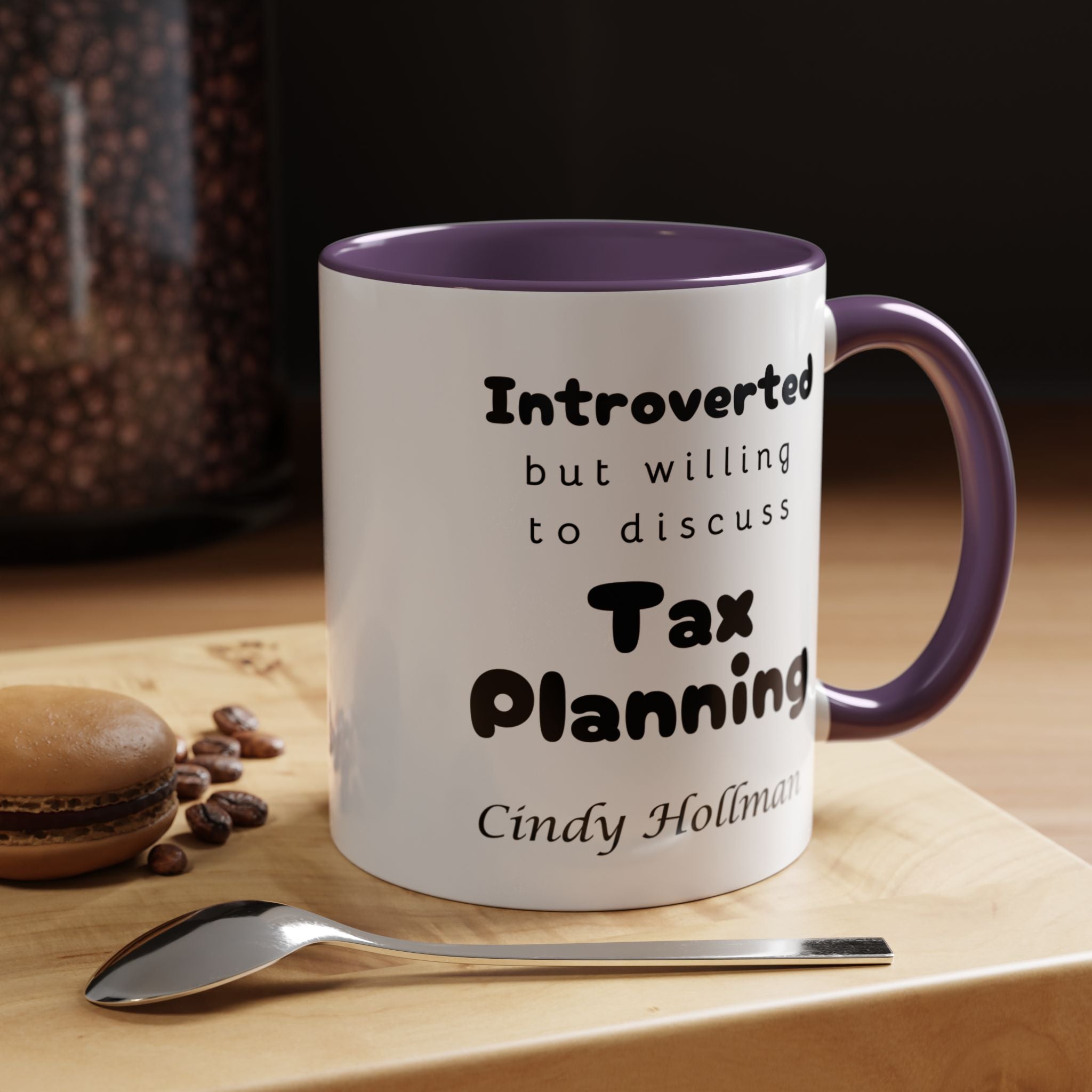 Introverted But Willing To Discuss Tax Planning Personalized Accent Coffee Mug (11 and 15oz)