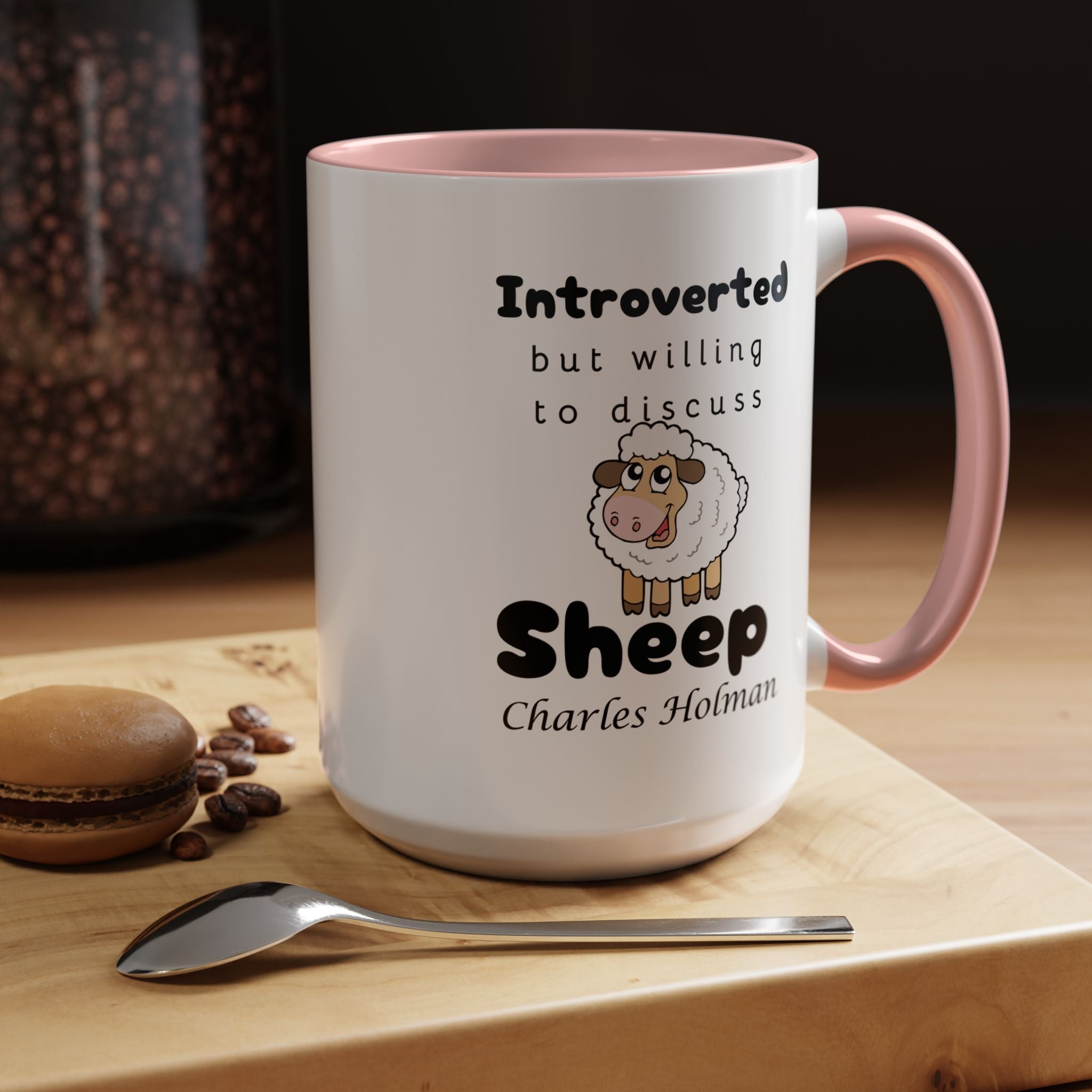 Funny Coffee Mug, Introverted But Willing To Discuss Sheep Personalized Accent Coffee Mug (11 and 15oz)