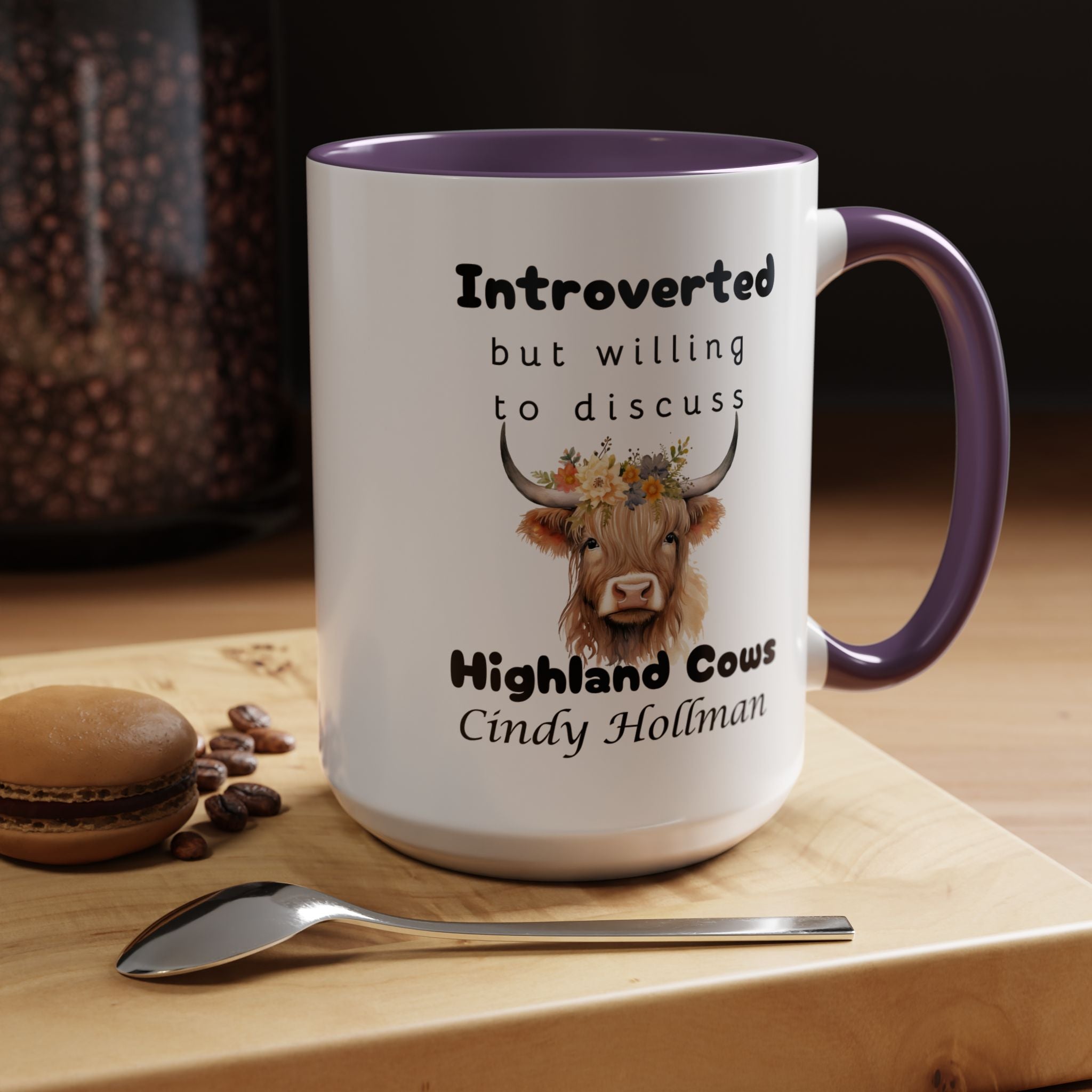 Funny Introverted Highland Cow Accent Coffee Mug (11, 15oz)