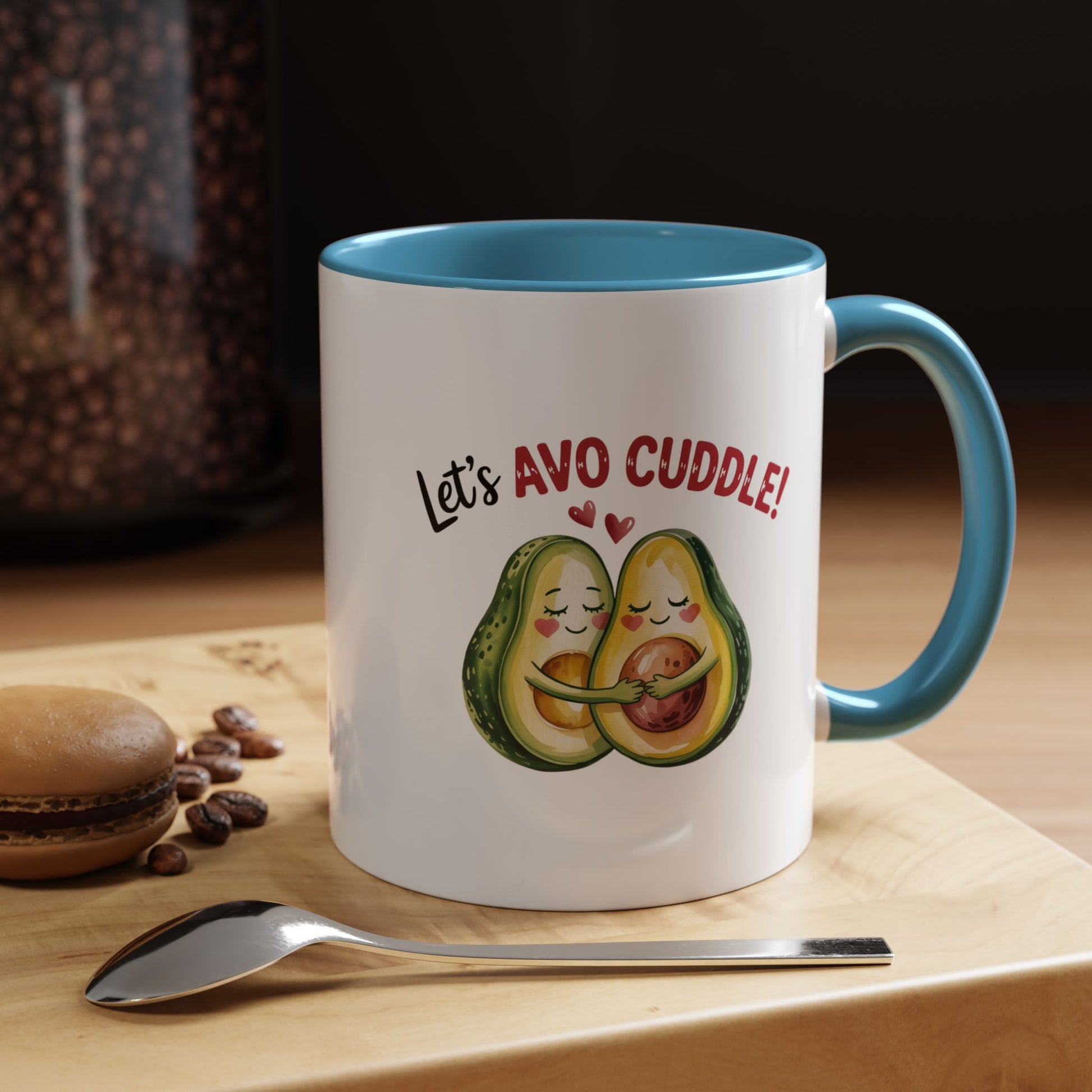 Let's Avo Cuddle Avocado Mug Lifestyle Mockup | Nutty Designs
