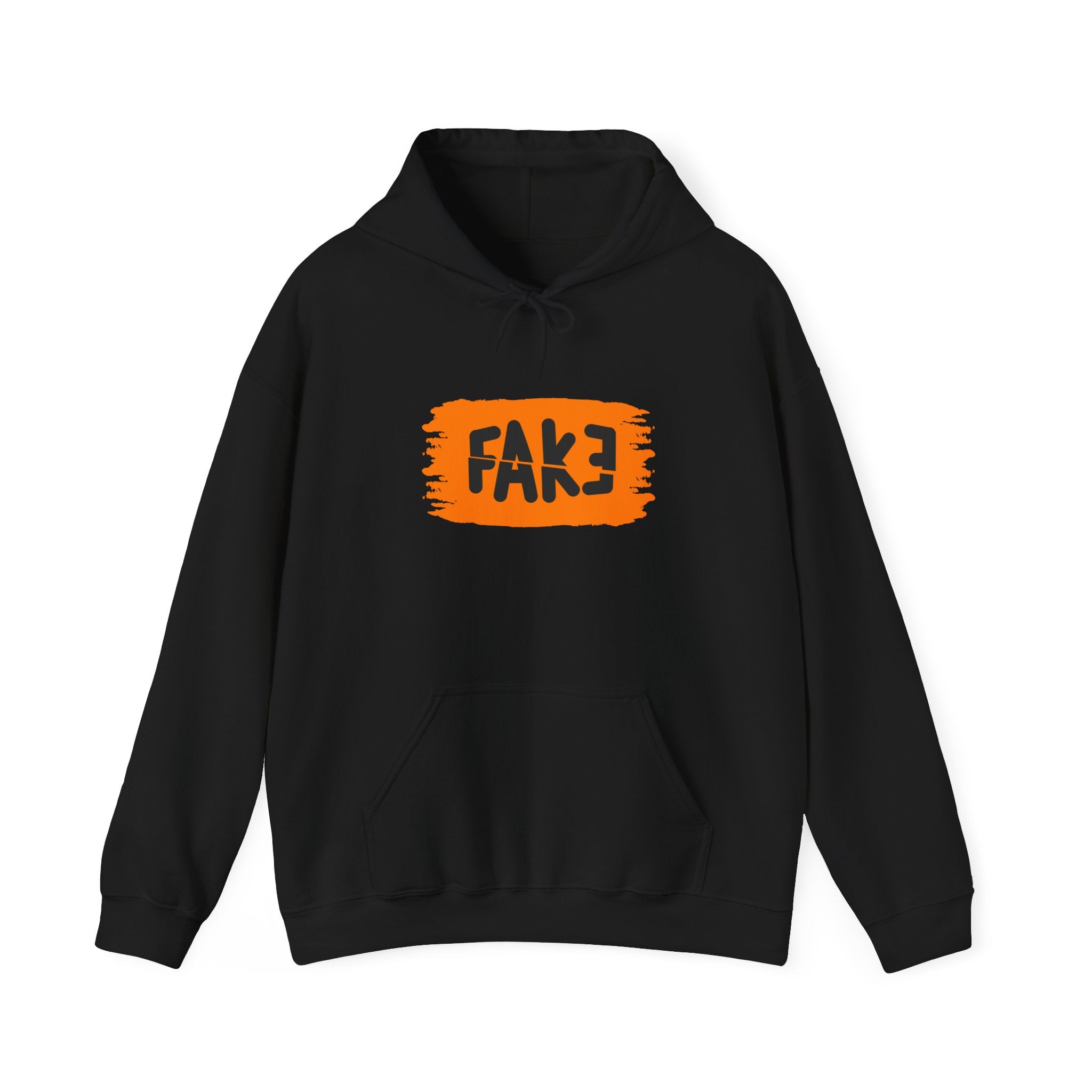 FAKE Orange Brushstroke Hoodie — Graphic Statement Pullover