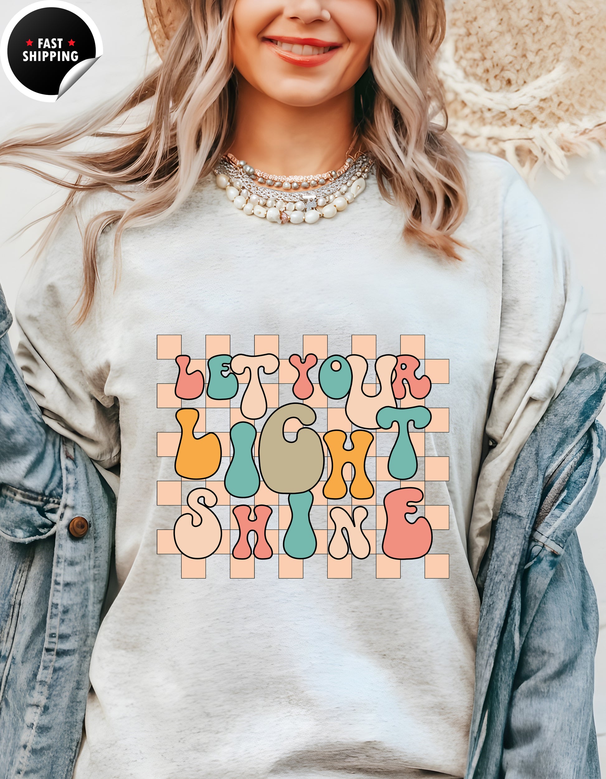 Let your Light Shine retro , inspirational , Positive T-Shirt Product Photo | Nutty Designs