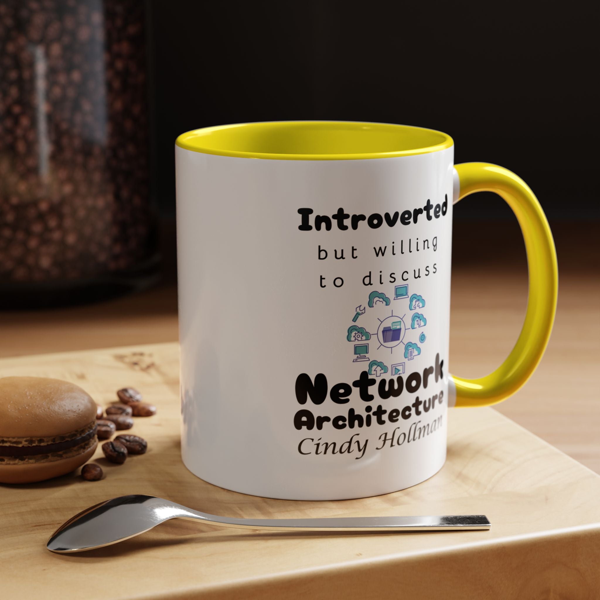 Introverted But Willing To Discuss Network Architecture Personalized Accent Coffee Mug (11 & 15oz) For Network Architects, Nerds, Geeks