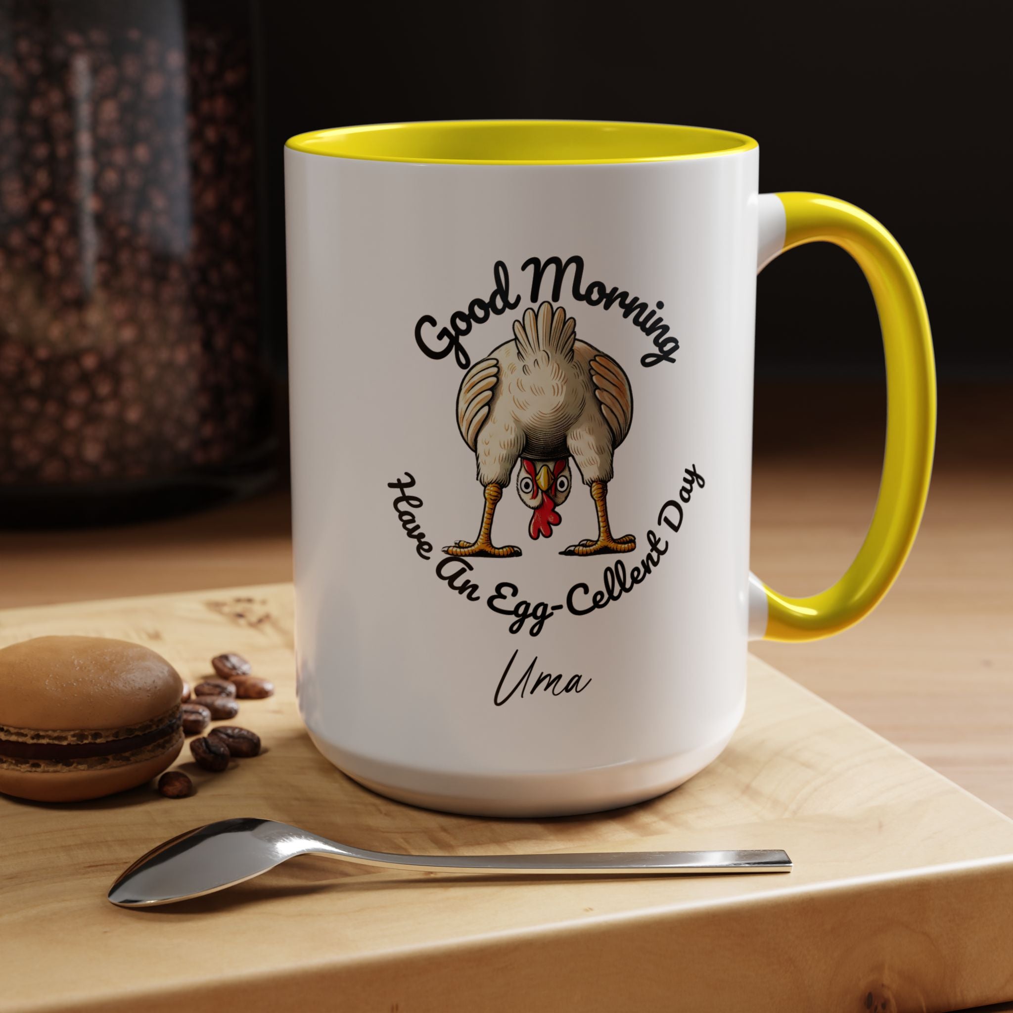 Funny Coffee Mug, Personalized Mug, Good Morning Chicken Butt, Have An Egg-Cellent Day, Gift Under 20, White Elephant gift
