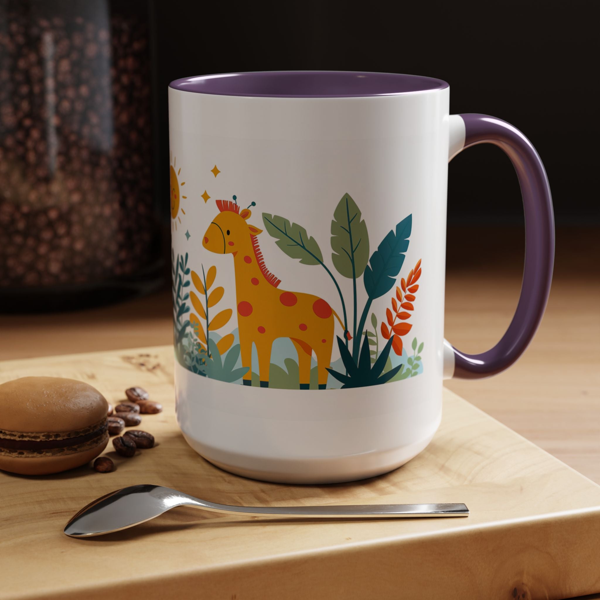 Kids Accent Coffee Mug Sizes 11oz and 15oz, Theme My Jungle Friends
