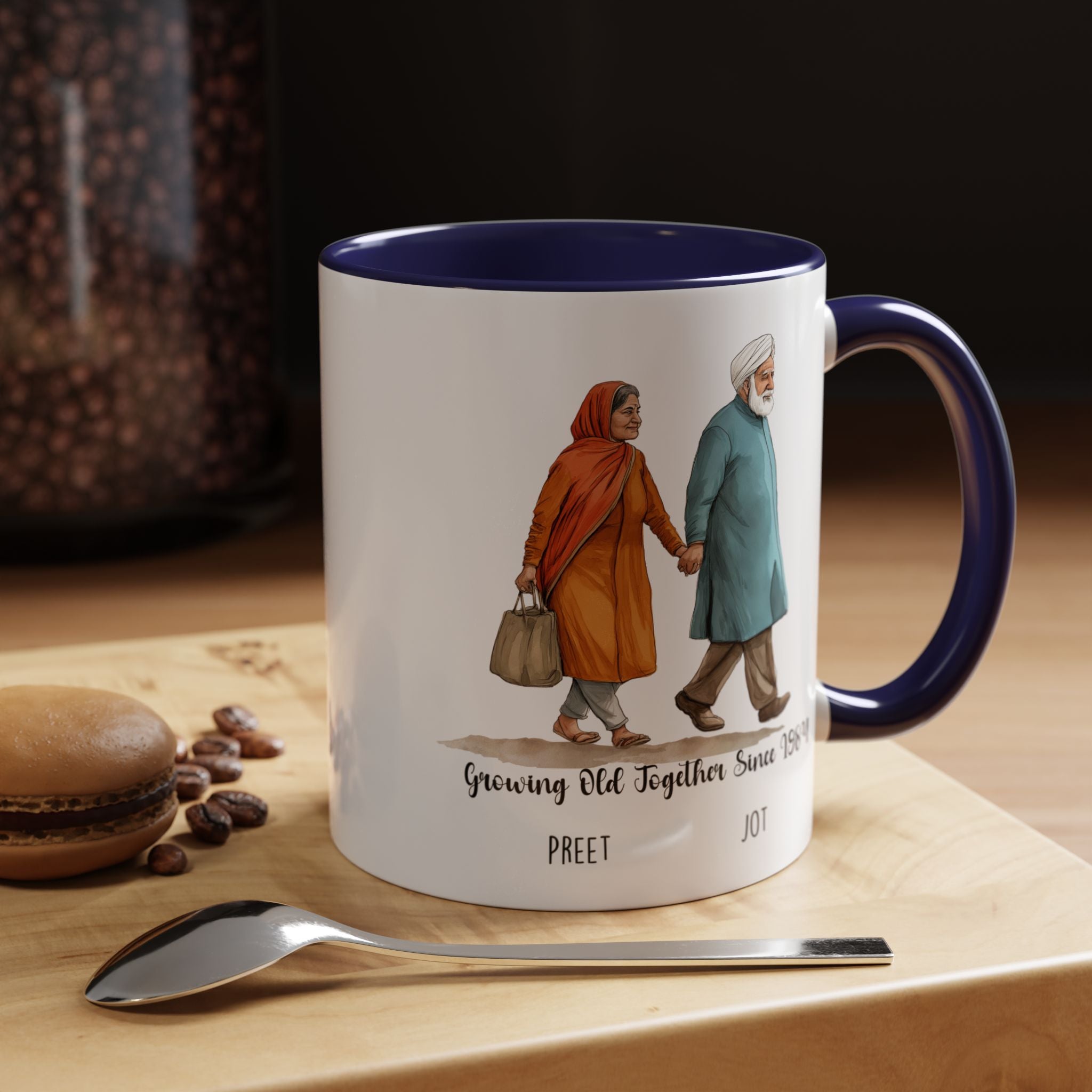 Funny Coffee Mug, Personalized Mug, Growing Old Together Since Punjabi Couple Cup 11/15oz, Anniversary, Wedding, Romantic For Him or her