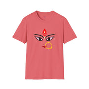 Pink T-shirt featuring Durga, Parvati Bhavani Goddess graphic, ideal gift for Diwali, Navratri, Durga Pooja for Hindu religion followers.