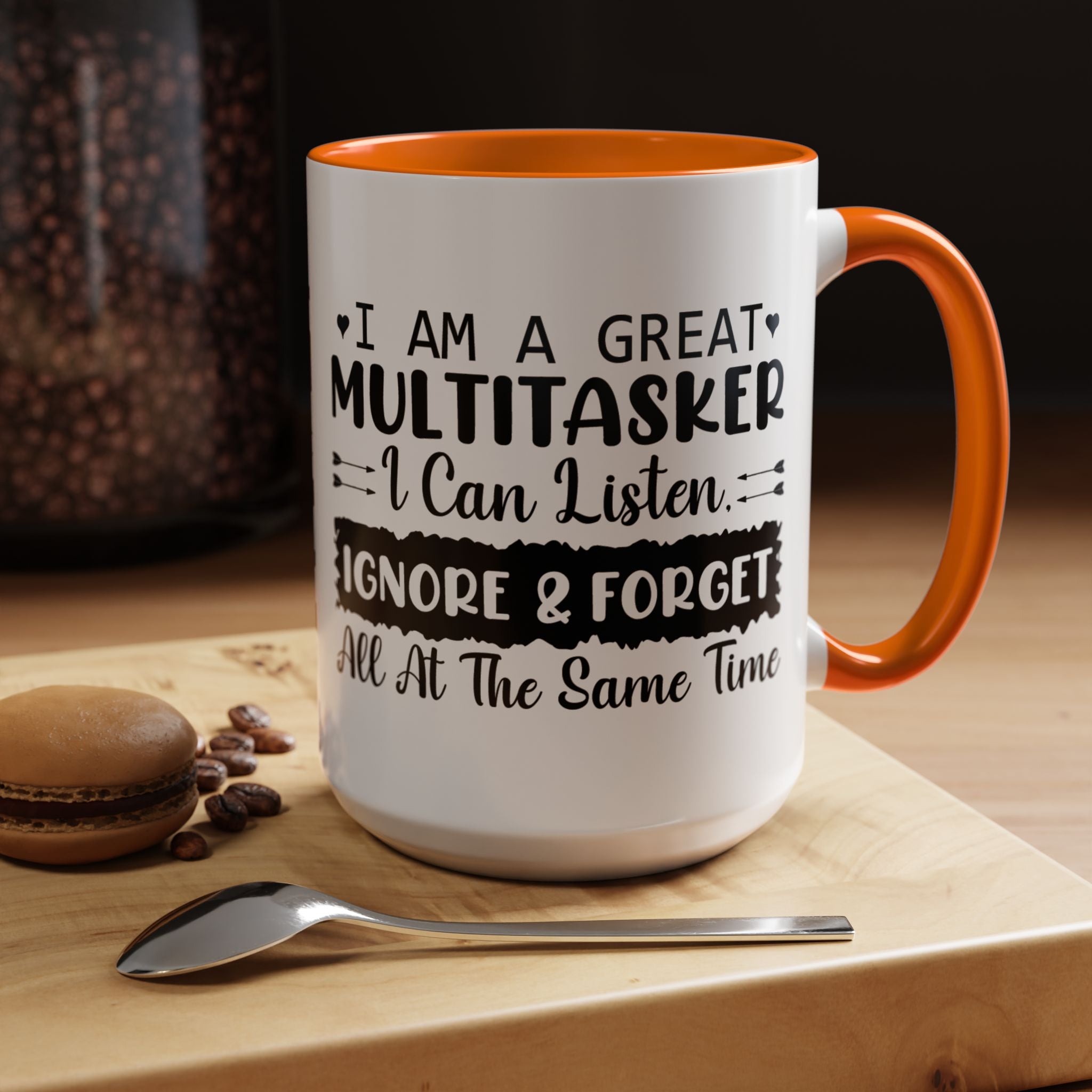 Funny Coffee Mug, Personalized Mug, I am A Great Multitasker , Accent Cup (11, 15oz), Gift Under 20, White Elephant gift