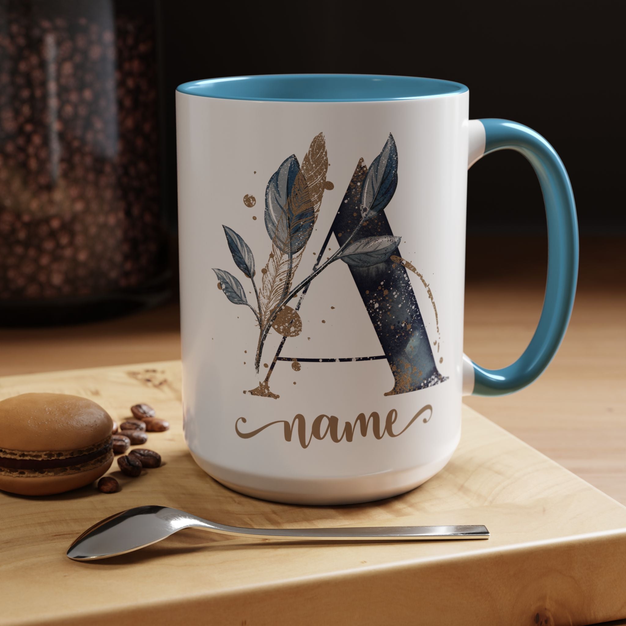 Personalized Floral Initial Coffee Mug for her, Custom Name Mug, Wedding Favor, Unique Home Décor Coffee Cup, Girlfriend Gift, Monogram Mug