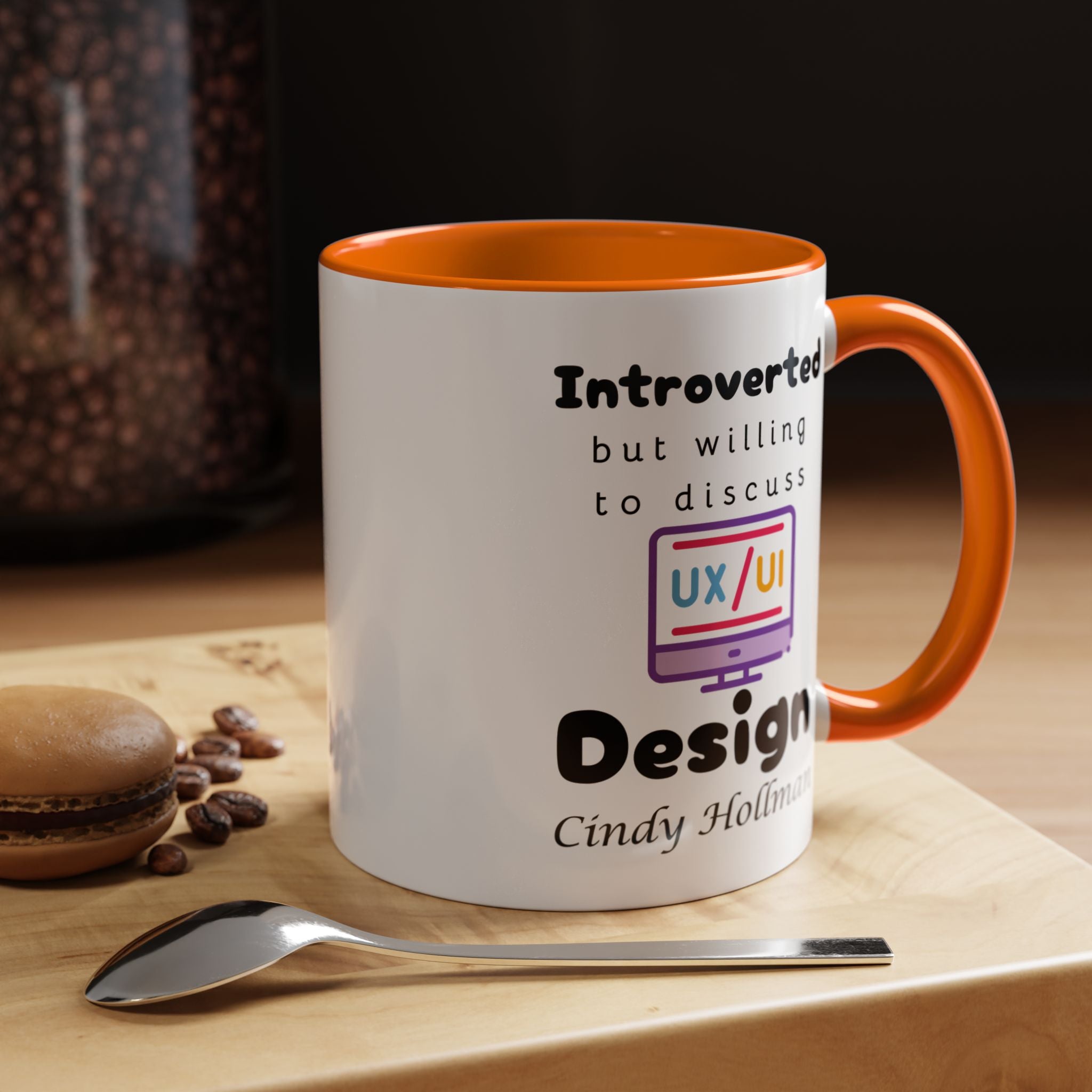 Introverted But Willing To Discuss Design Personalized Accent Coffee Mug (11 and 15oz) For UI UX Graphic Designers, IT Geeks, Nerds