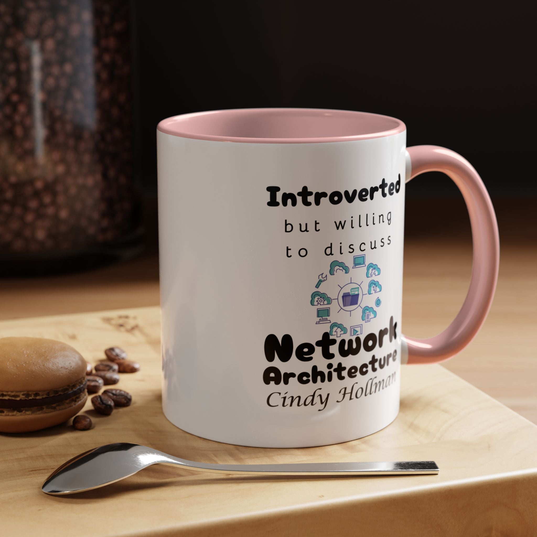 Introverted But Willing To Discuss Network Architecture Personalized Accent Coffee Mug (11 & 15oz) For Network Architects, Nerds, Geeks