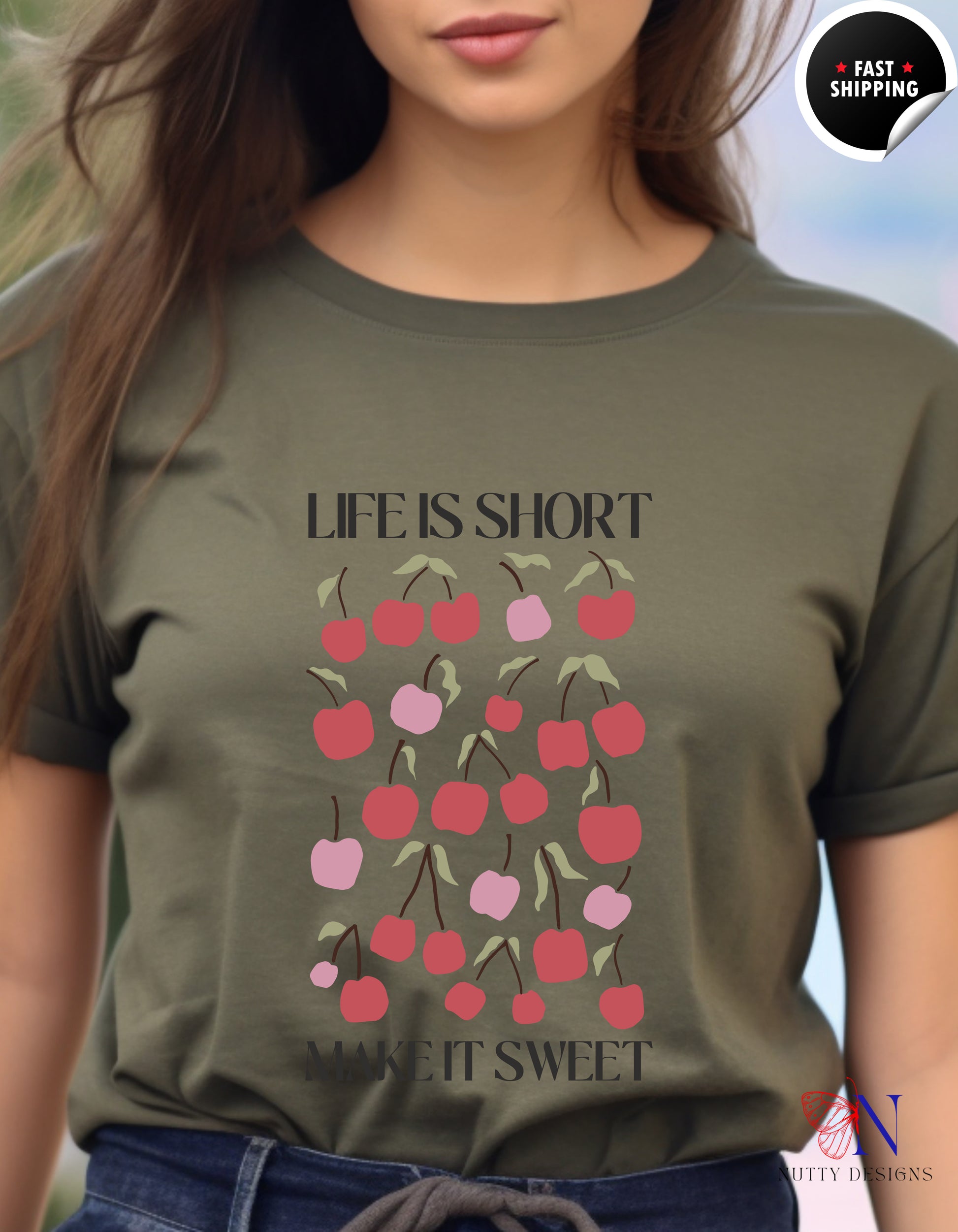 Life is short, make it Sweet, Cute Summer Shirt, Motivational T-Shirt Product Photo | Nutty Designs