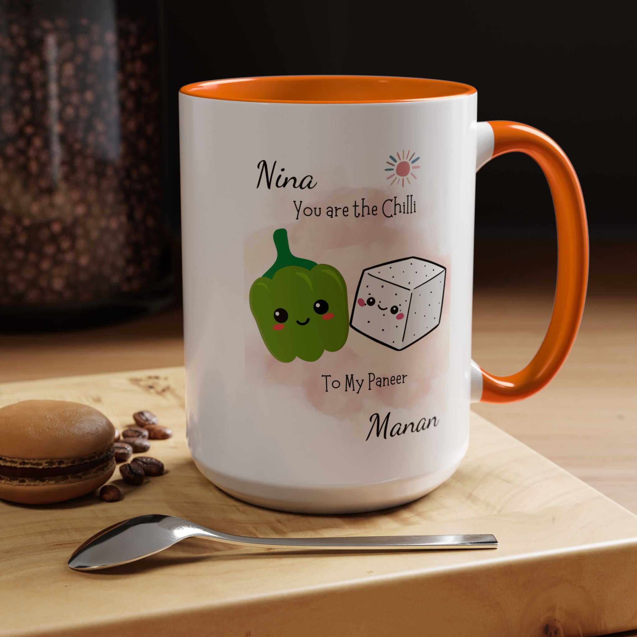 Funny Coffee Mug, Personalized Mug, You Are Chili To My Paneer Couple Accent Cup 11/15oz, Anniversary, Valentines, Wedding, Romantic Him her