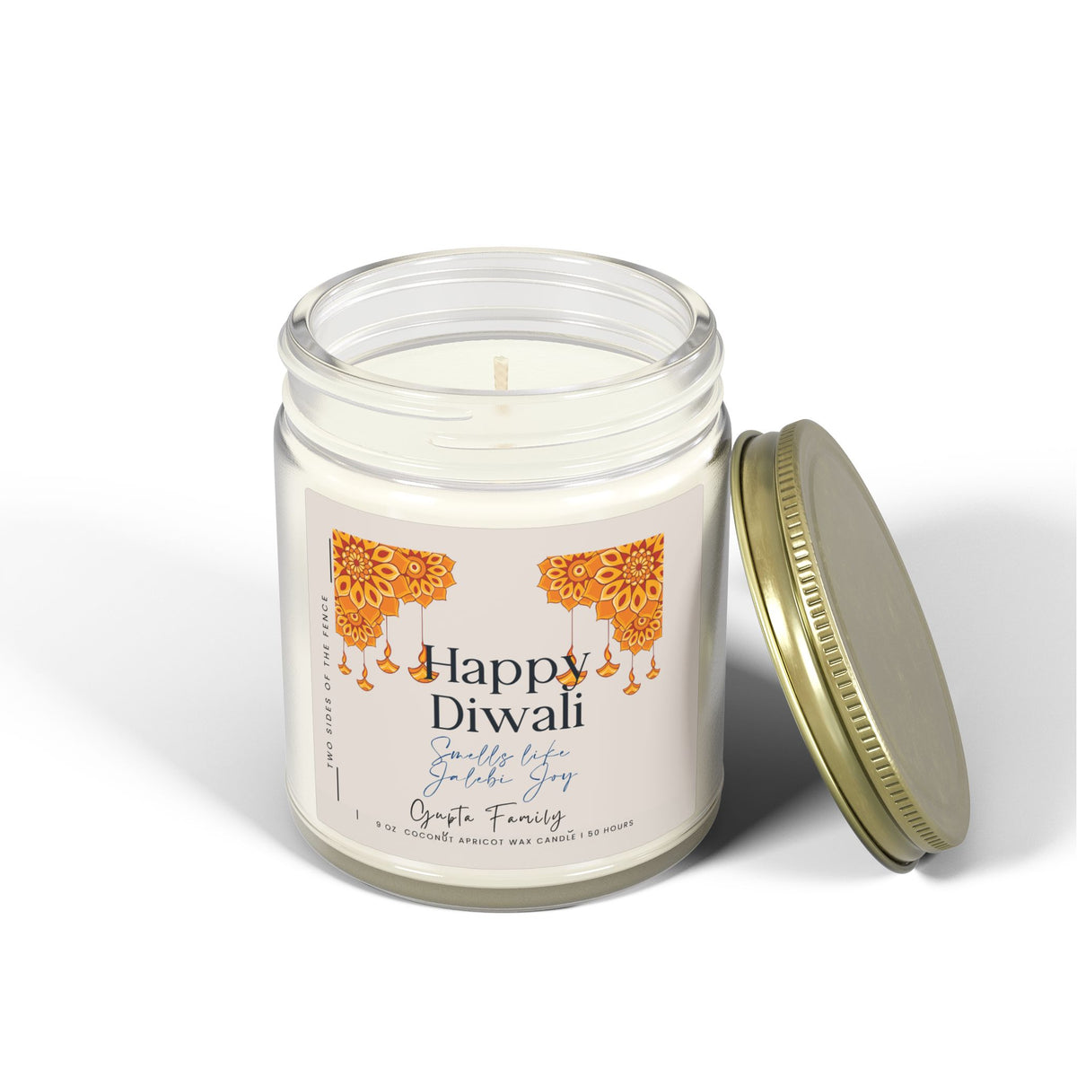 Personalized Diwali Candle - Smells Like Jalebi Joy, 9 oz