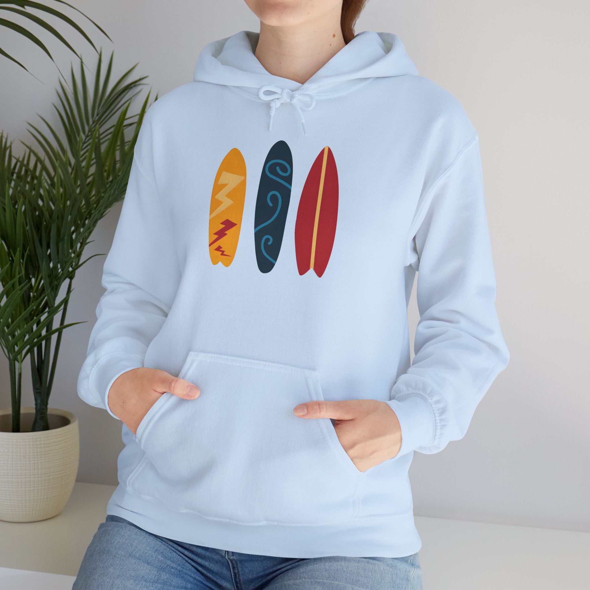 Surfboard Trio Hoodie – Coastal Beach Surfing Pullover